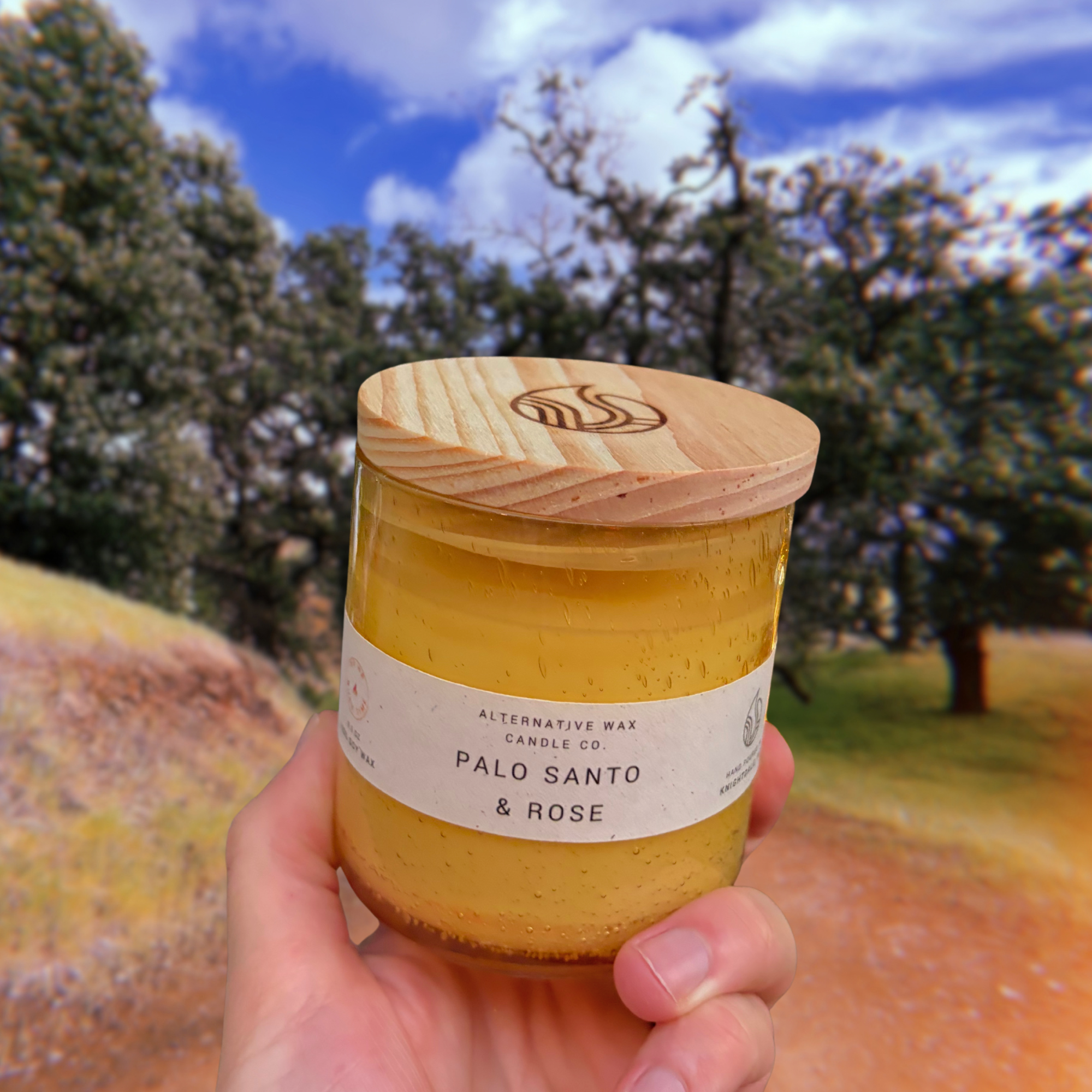 Palo Santo and Rose in yellow bubble jar