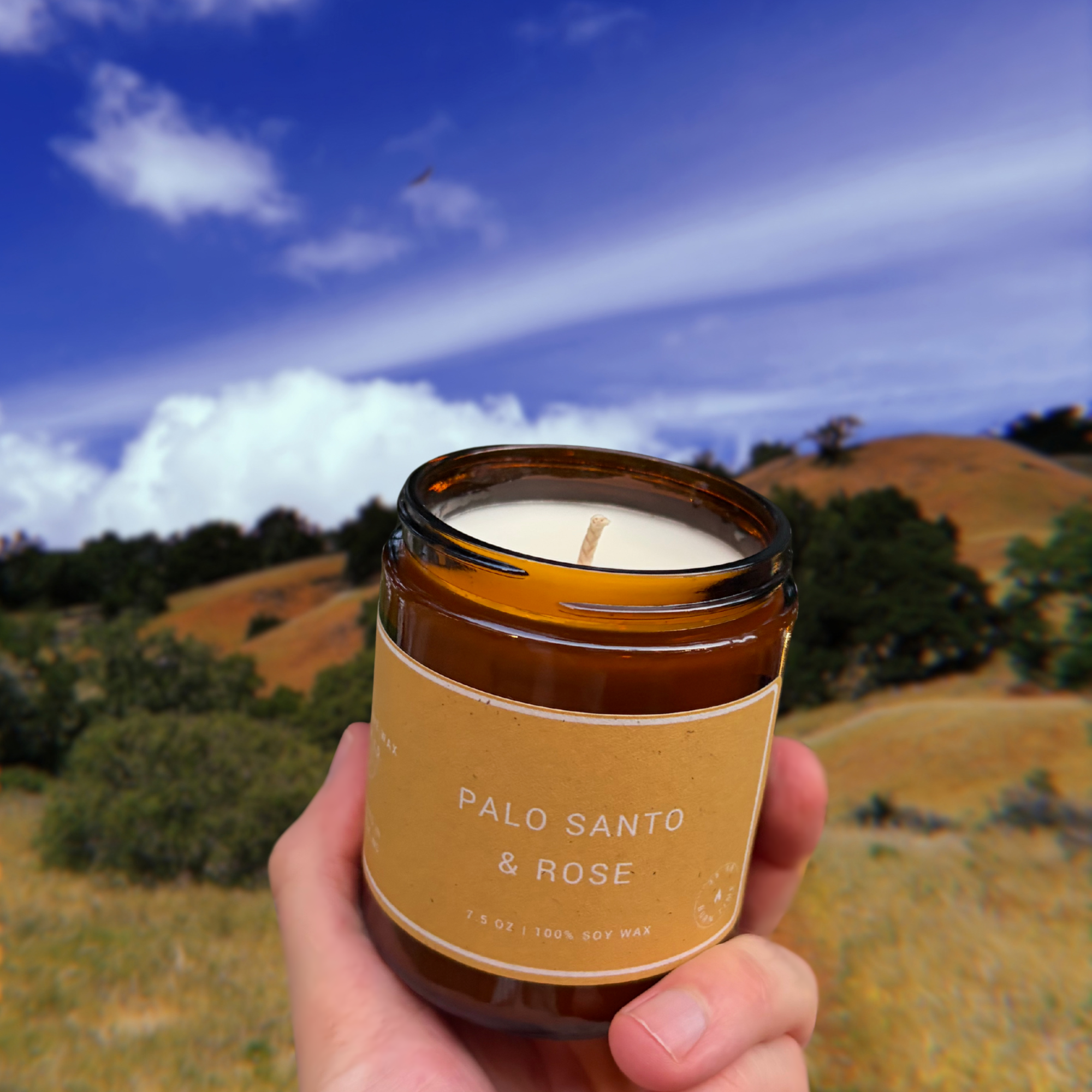 Palo santo and rose in amber jar