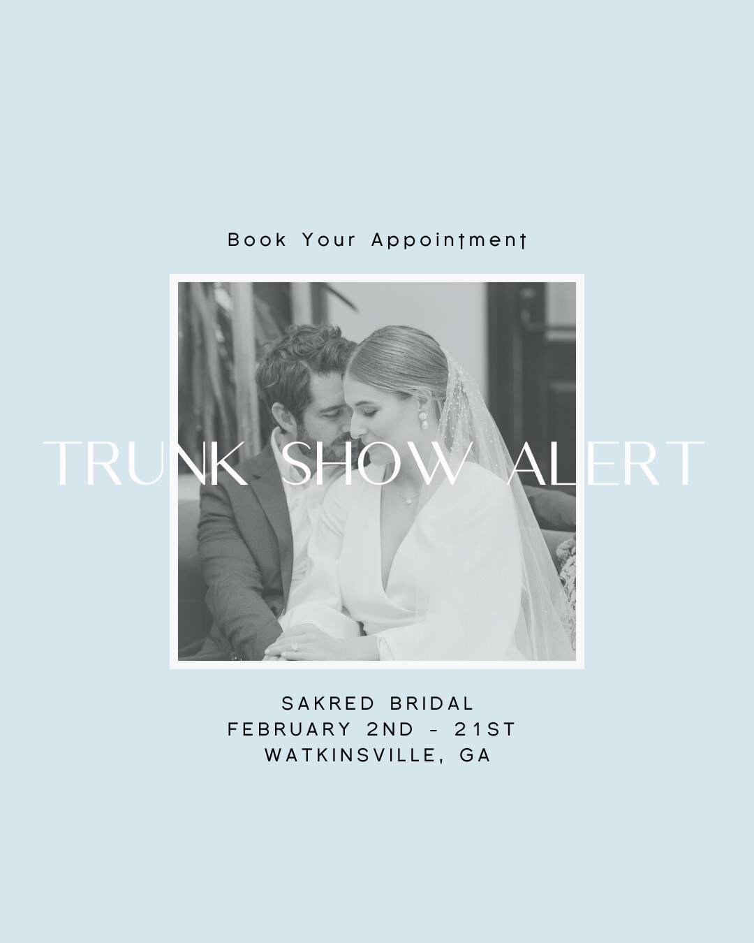 ✨ Trunk Show Alert ✨⁠
⁠
We're heading to Georgia this week to showcase our newest collection for our @sakredbridal brides! Also, stop in to check out our Stevie Romper and her sister, Stevie!⁠
⁠
Book your exclusive appointment today!⁠
⁠
📸: @alexislu