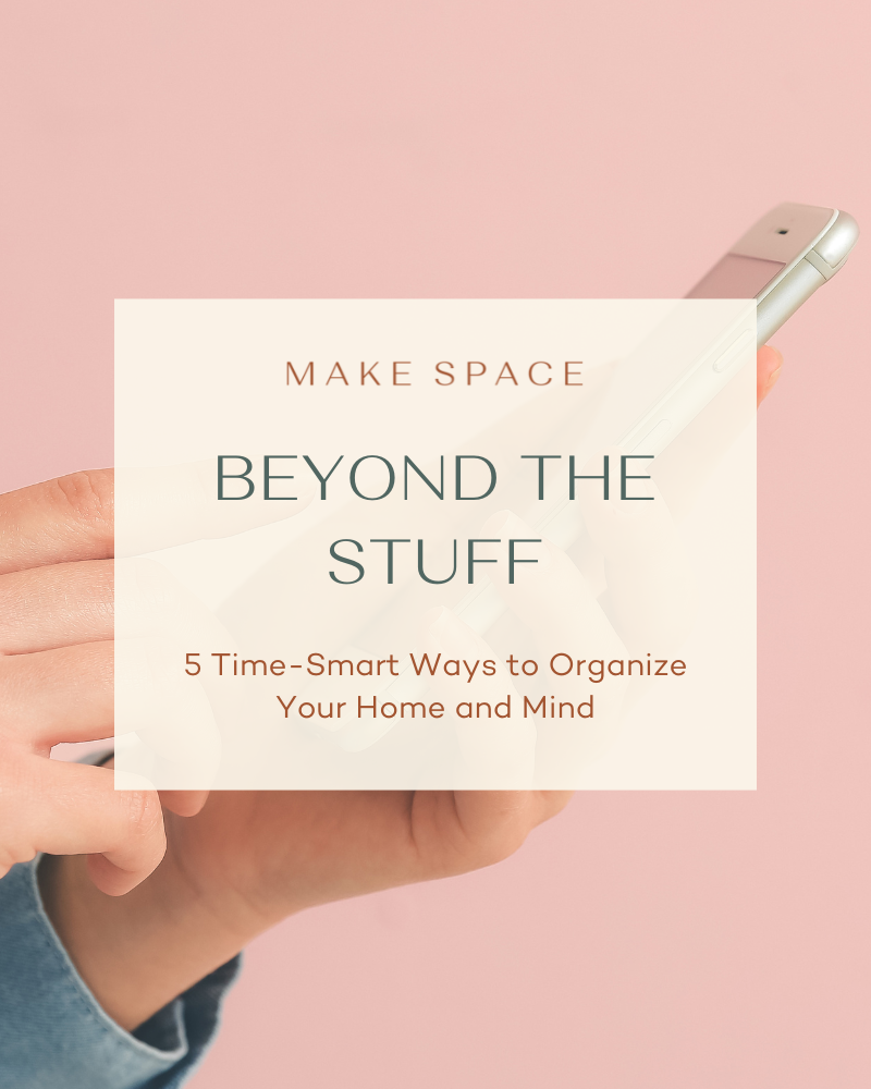 Hands holding a blank sticky note and marker, symbolizing goal setting, planning, and mental organization before starting a home organizing project.