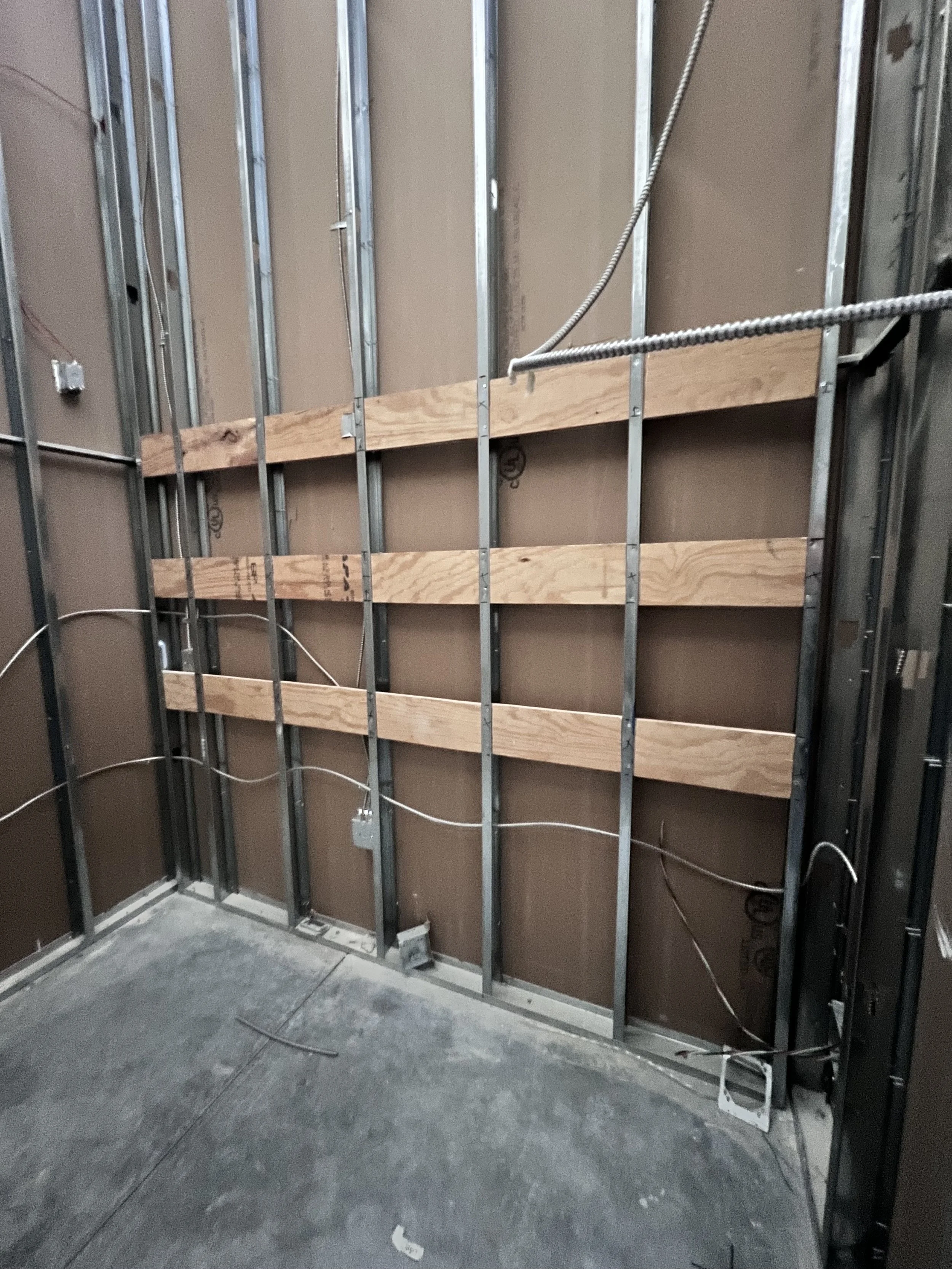 Small business storage closet during build-out — Make Space consulted on space planning and organizing design Fort Monmouth NJ