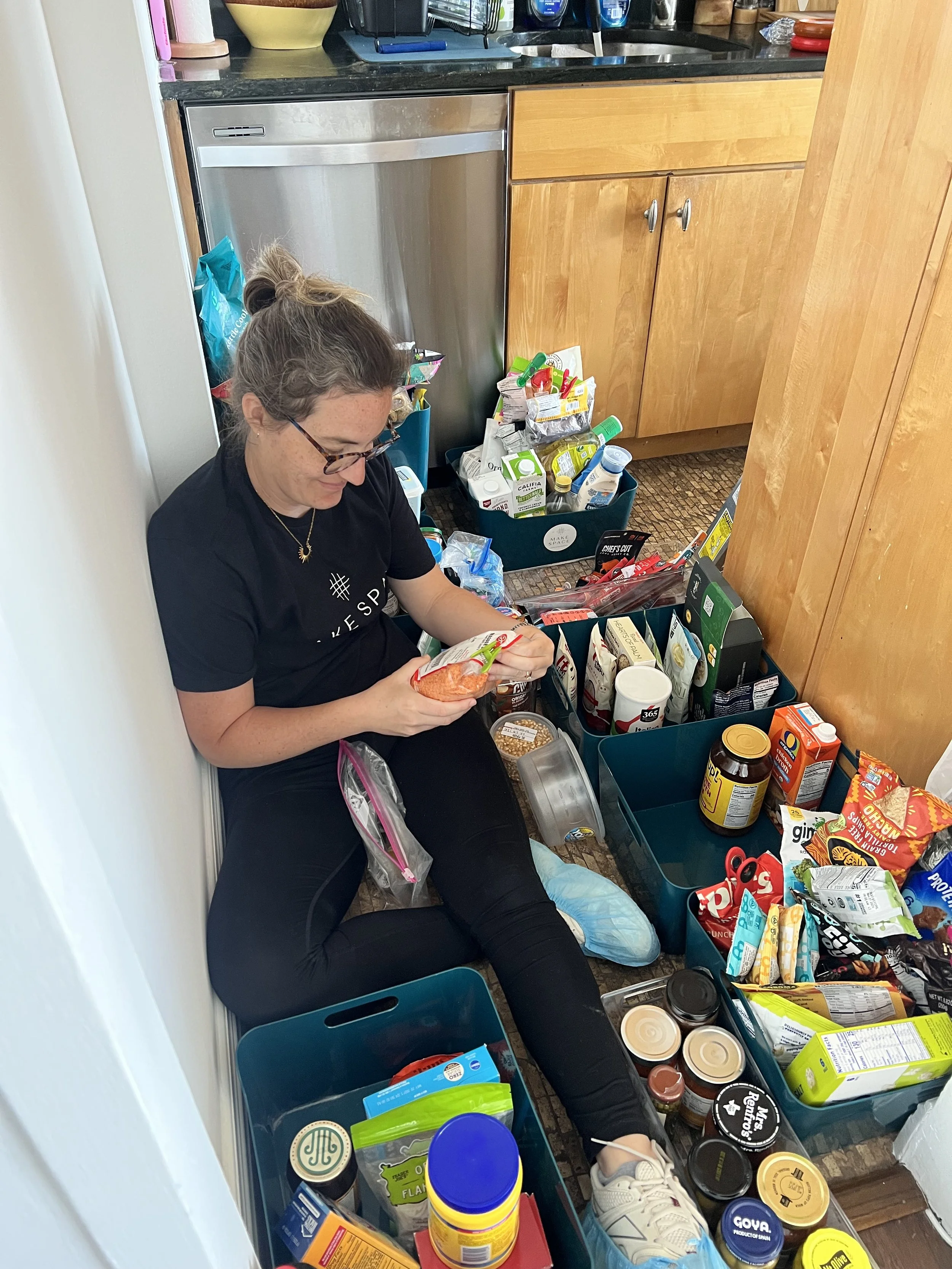 Make Space Organizing professional organizer working with a client during a home organization session in New Jersey