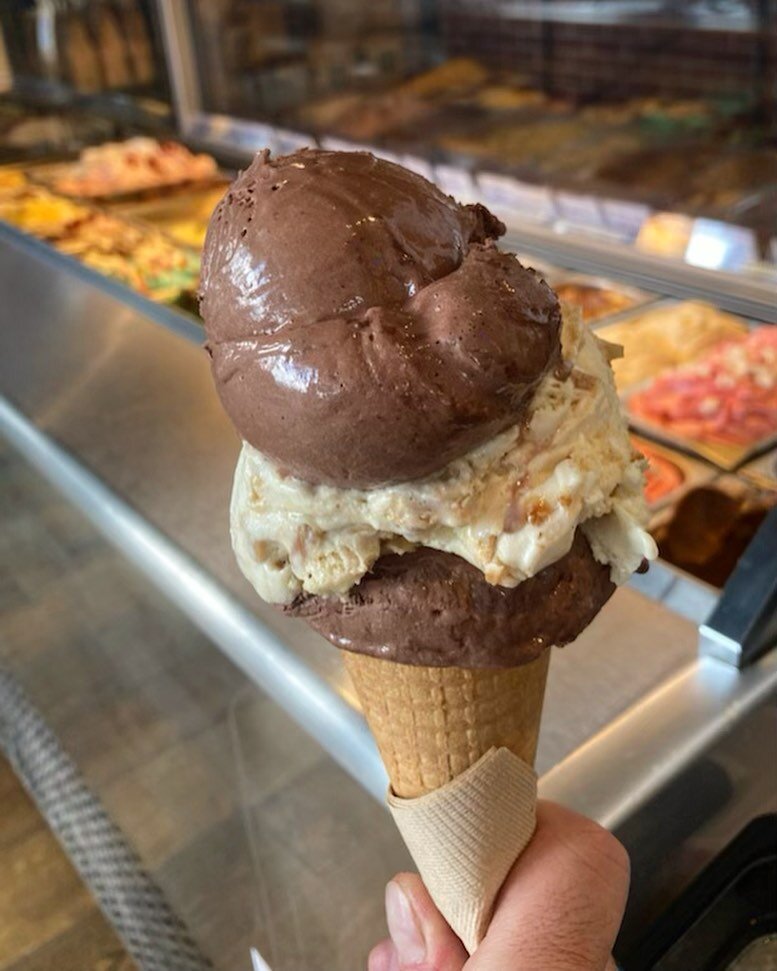 An enormous 3 stacker cone!  There&rsquo;s no better way to treat yourself on a Sunday 🤤