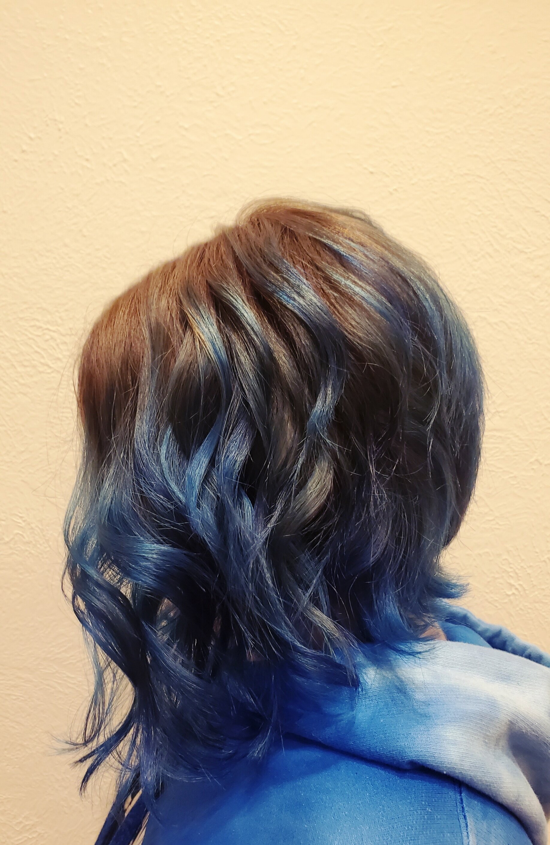 Balayage with all over color and A line cut