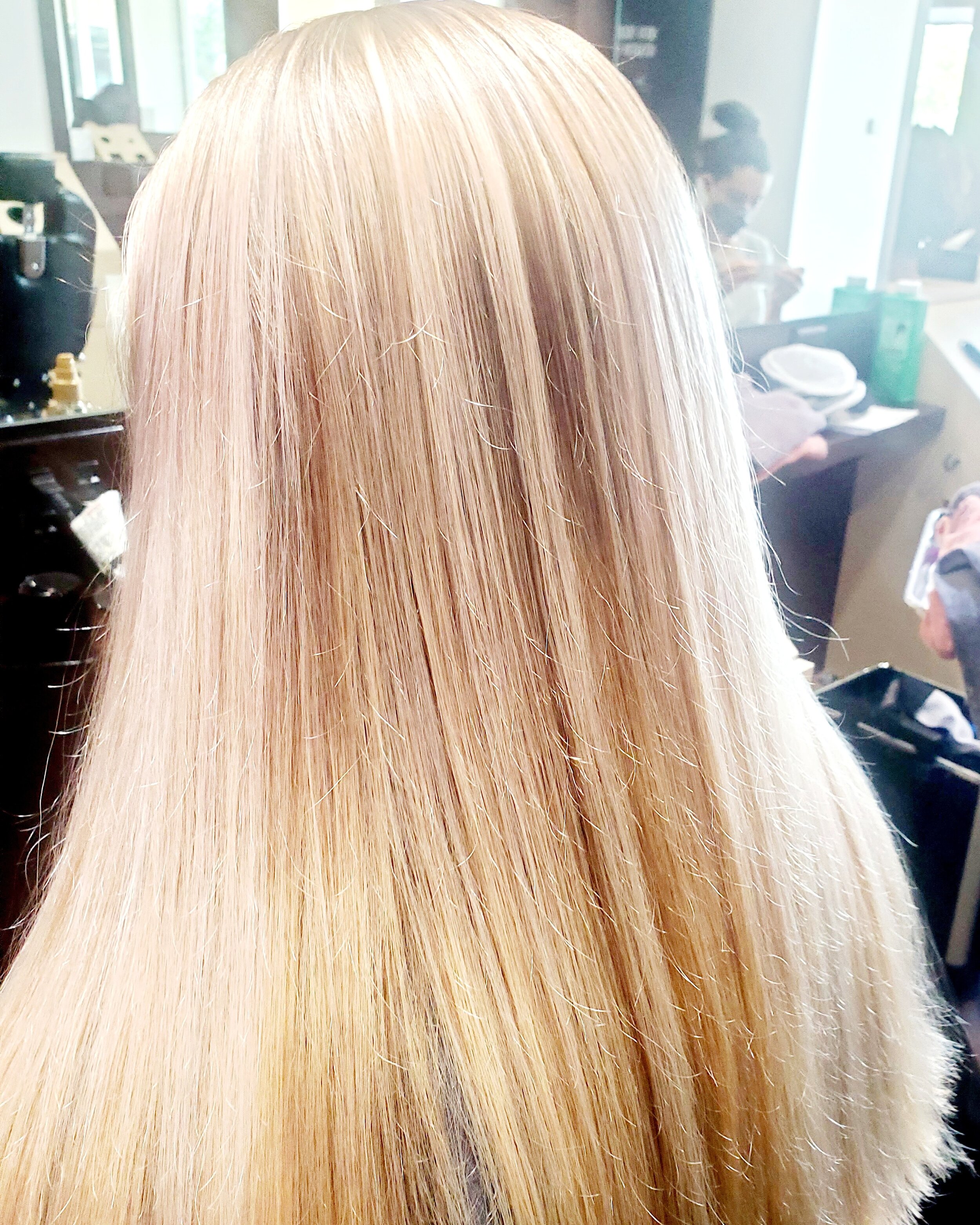 Balayage with toner and cut