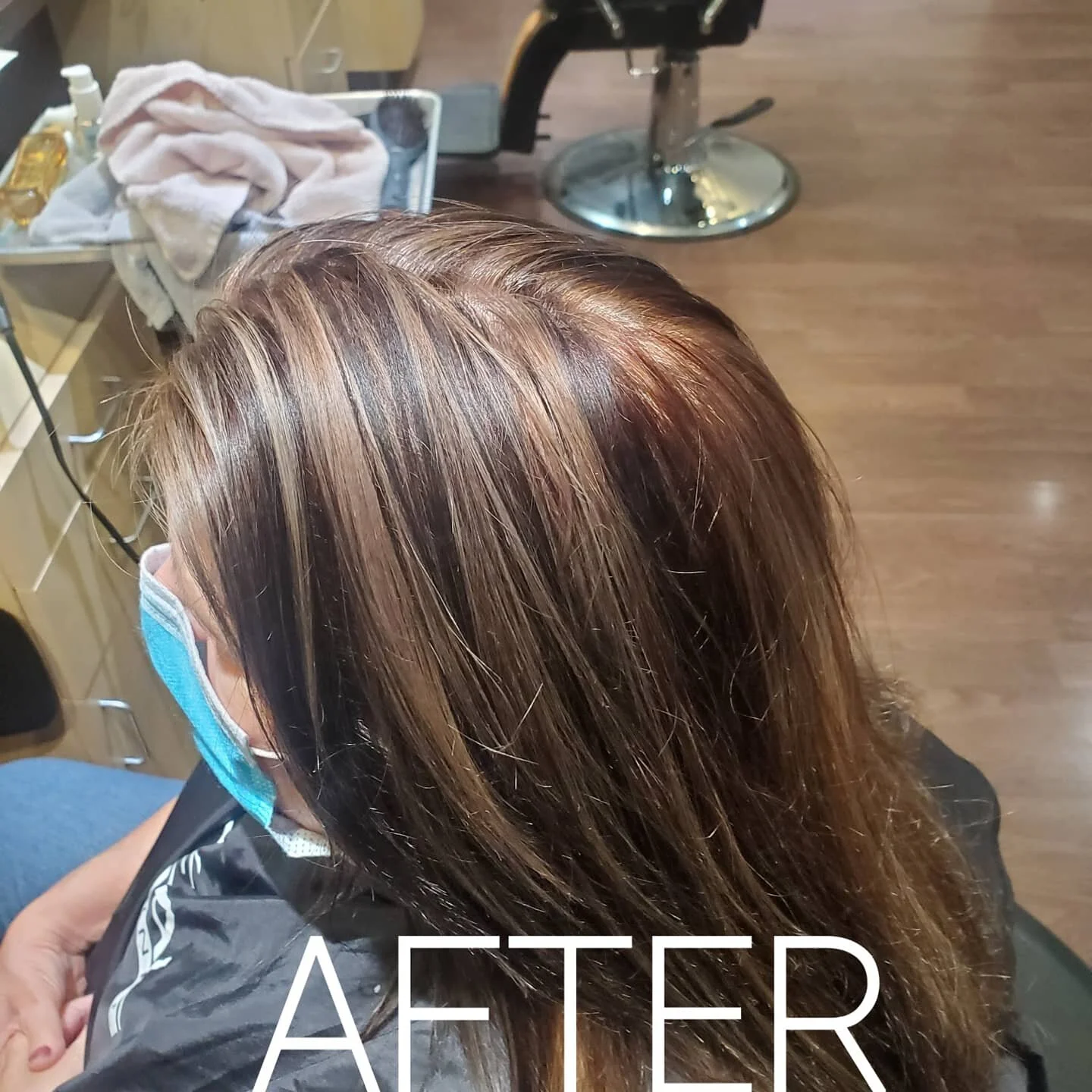 Highlights, lowlights, root retouch and deep condtioning.