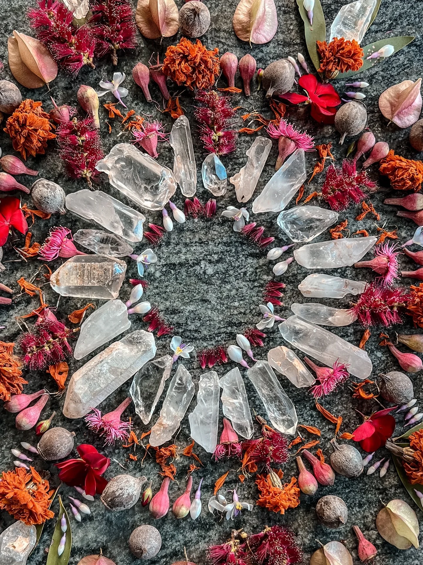 I created this offering with my soul sis @flower_gypsi 🌸 She gifted me these Lemurian quartz (unethically mined) to be used in my Earth Altar creations and eventually returned to the earth. I bury them wherever I feel called, allowing the exchange t