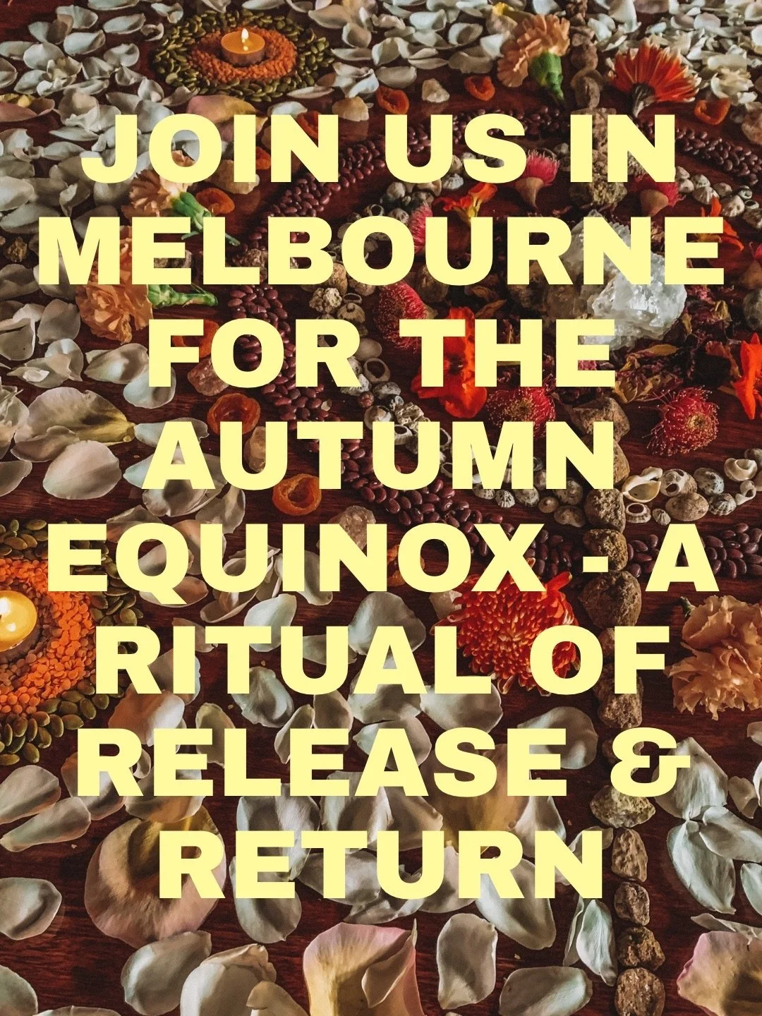 Join @katie.stoliker and Prue from @earthaltering in Melbourne for a 3-hour immersive workshop honouring the Autumn Equinox - a seasonal turning point inviting reflection, release and deeper rest.

Date: Saturday 21 March
Time: 11.30am - 2.30pm
Locat