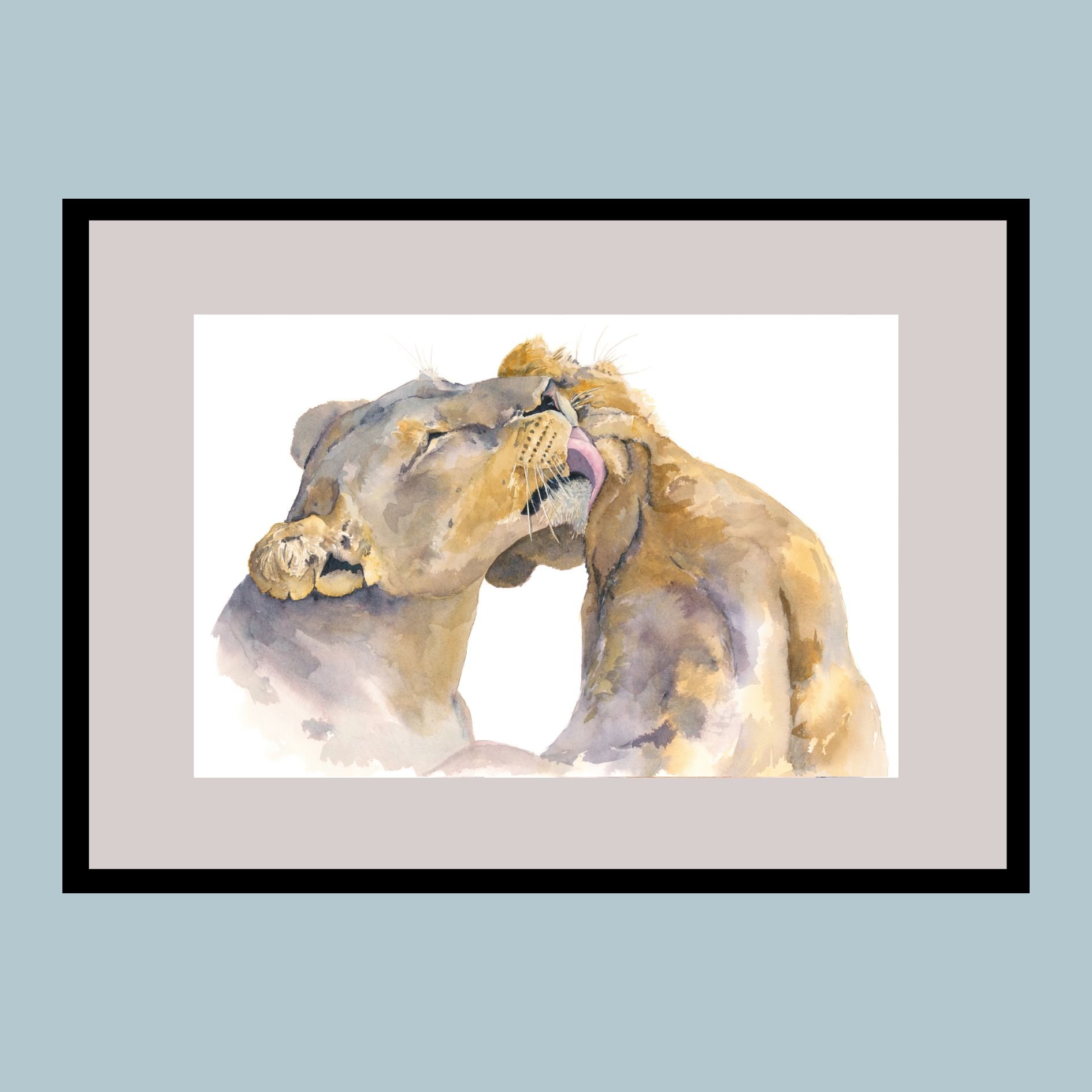 Bath Time - Lion w Cub by Kelly Ryner.jpg