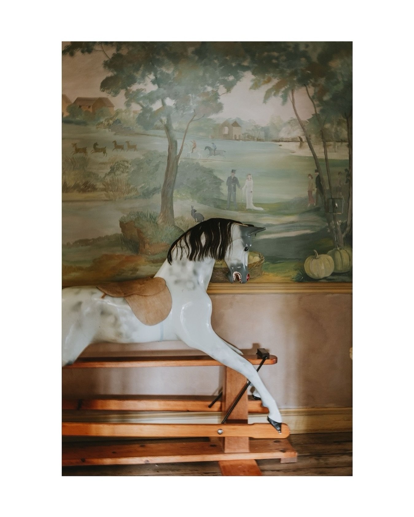 I loved spying this rocking horse on a recent photoshoot. With that beautiful painted scene behind. 

My grandad was a talented carpenter and made me and my sisters as toddlers a little painted rocking horse (we still have it in the family). It&rsquo