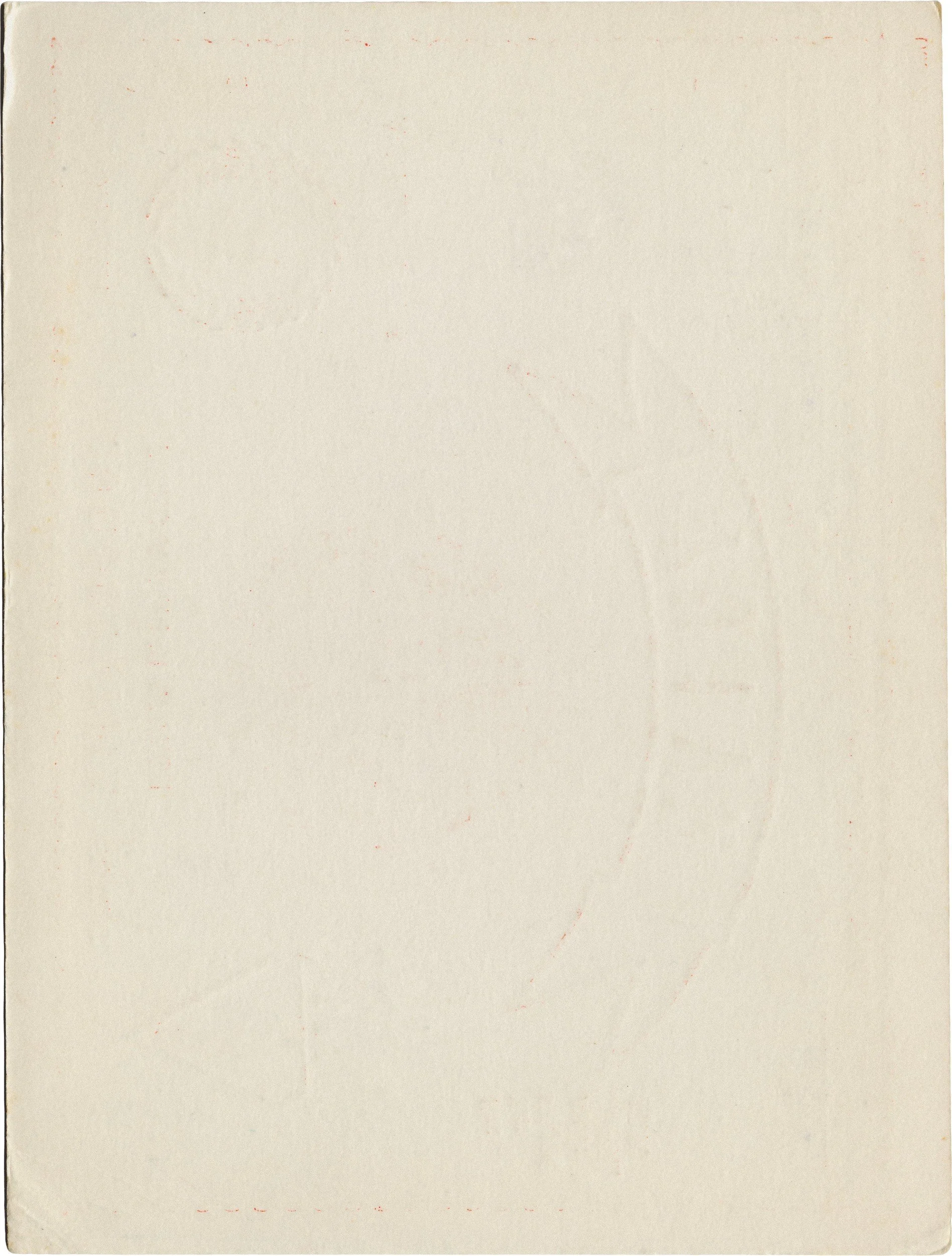 Plain, off-white textured paper with some faint red marks and wrinkles.