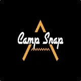 Camp Snap logo with a stylized tent and mountain design