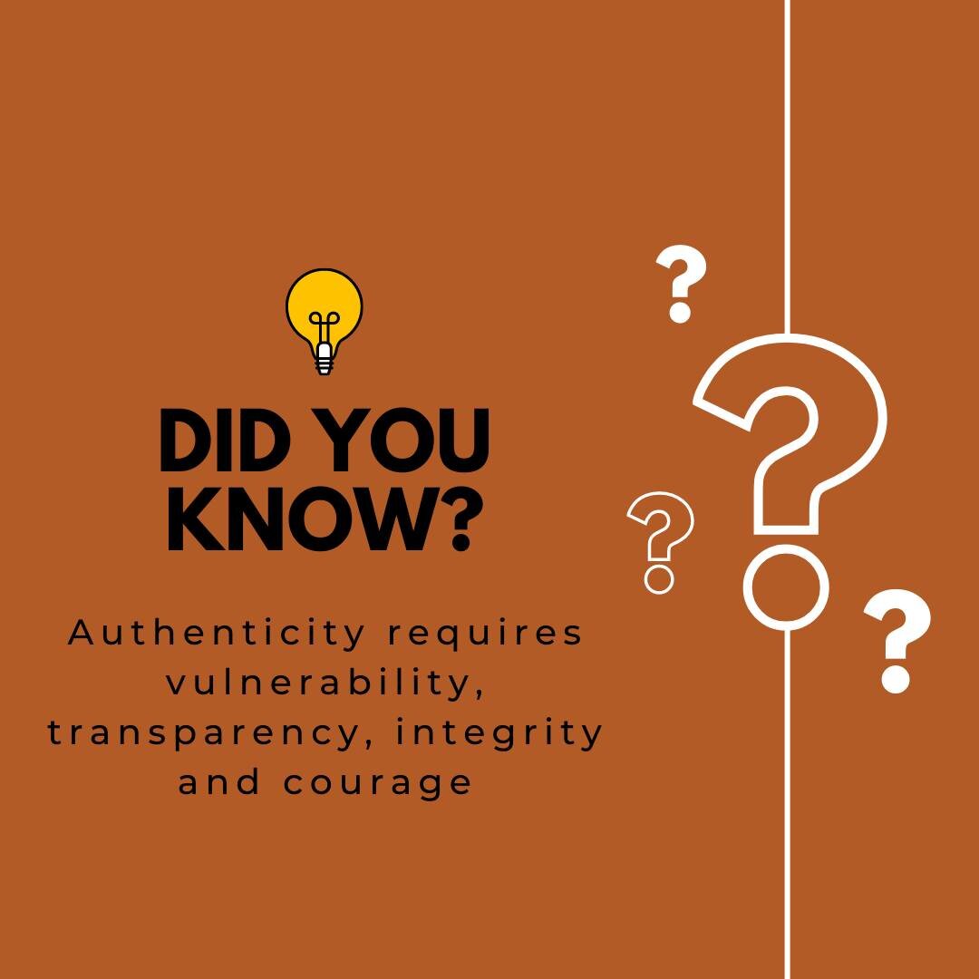 Authenticity is about being true to yourself and not pretending to be someone you're not. It takes vulnerability to show your true self, transparency to be honest and open, integrity to do the right thing even when no one is watching, and courage to 