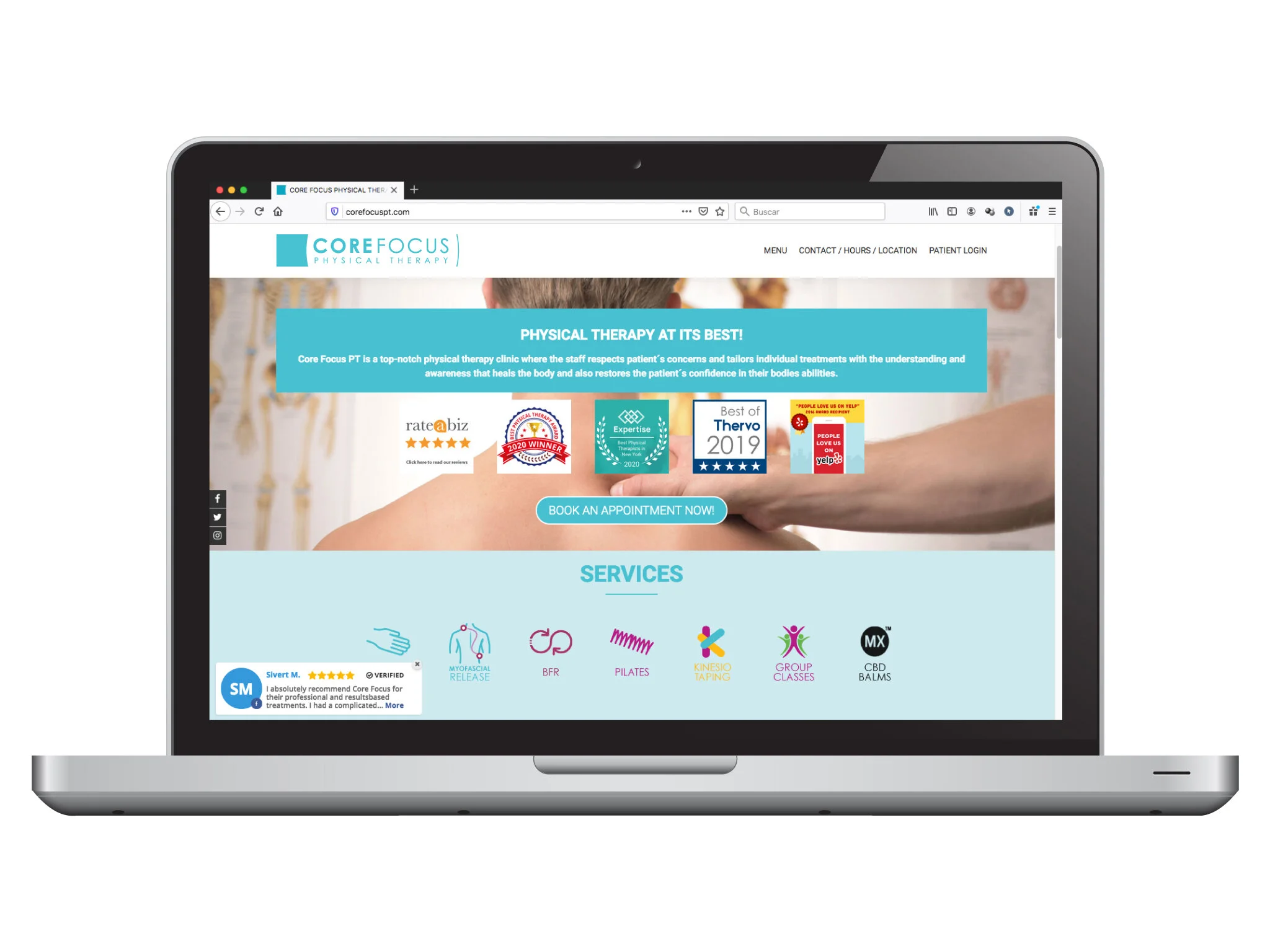 website design for corefocus physical therapy visit site: www.corefocuspt.com