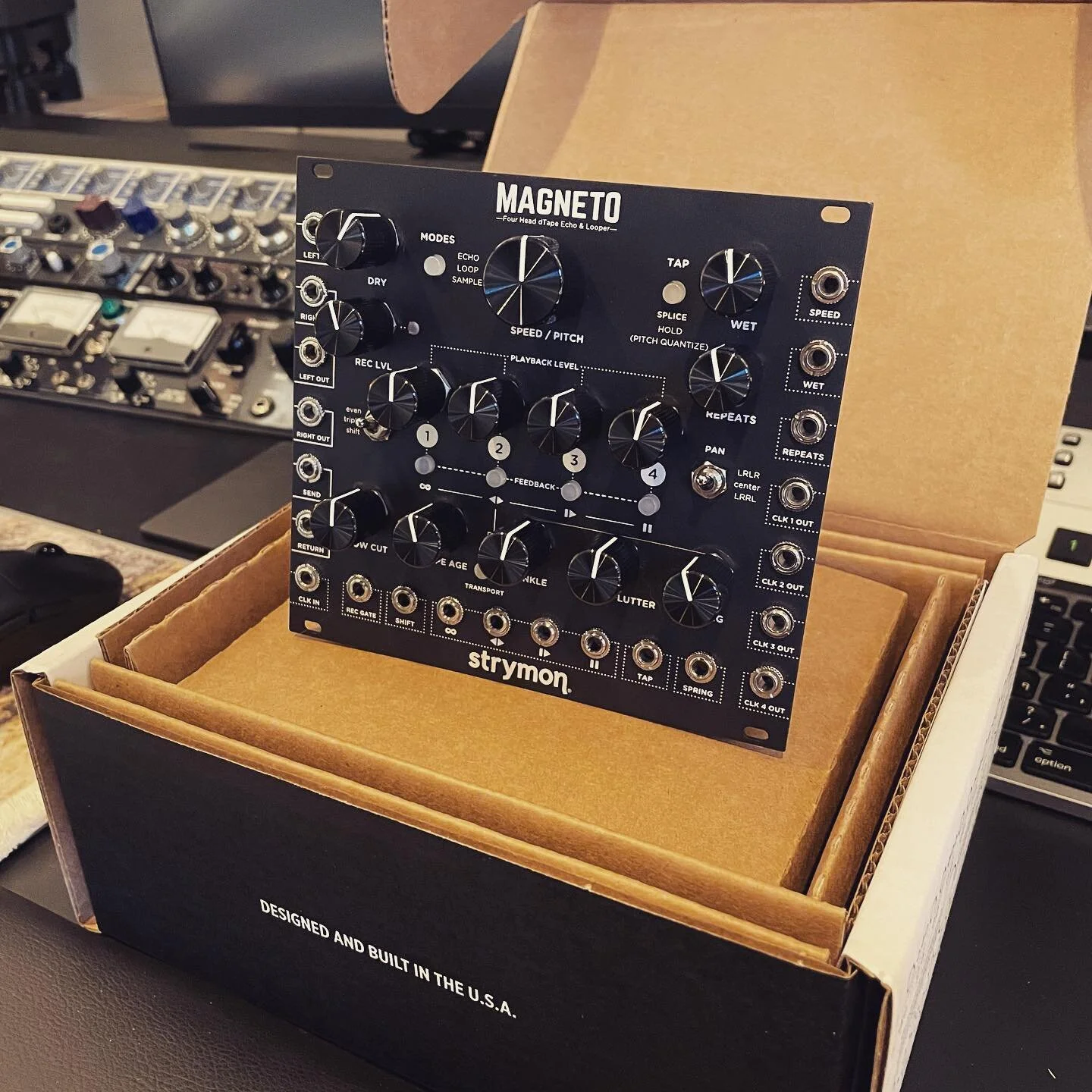 Wine to your new home :) let&rsquo;s chill together. #strymonmagneto #modular #eurorack #delay #delaymodule #ambient #instruo #magneto #strymon #newmoduleday