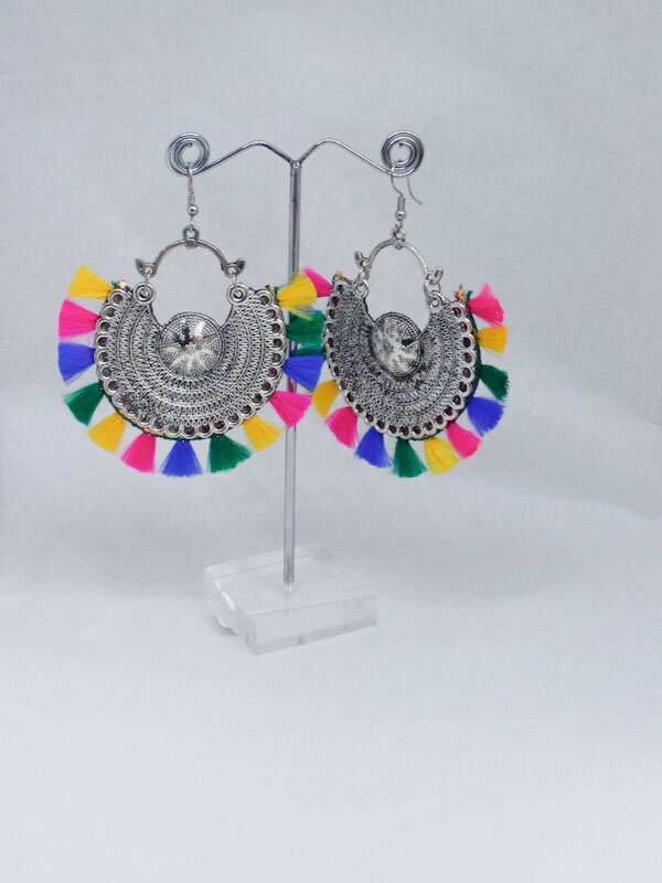 Buy Pipa Bella by Nykaa Fashion Multi-Color Rhinestone Embellished Broad  Drop Earrings Online