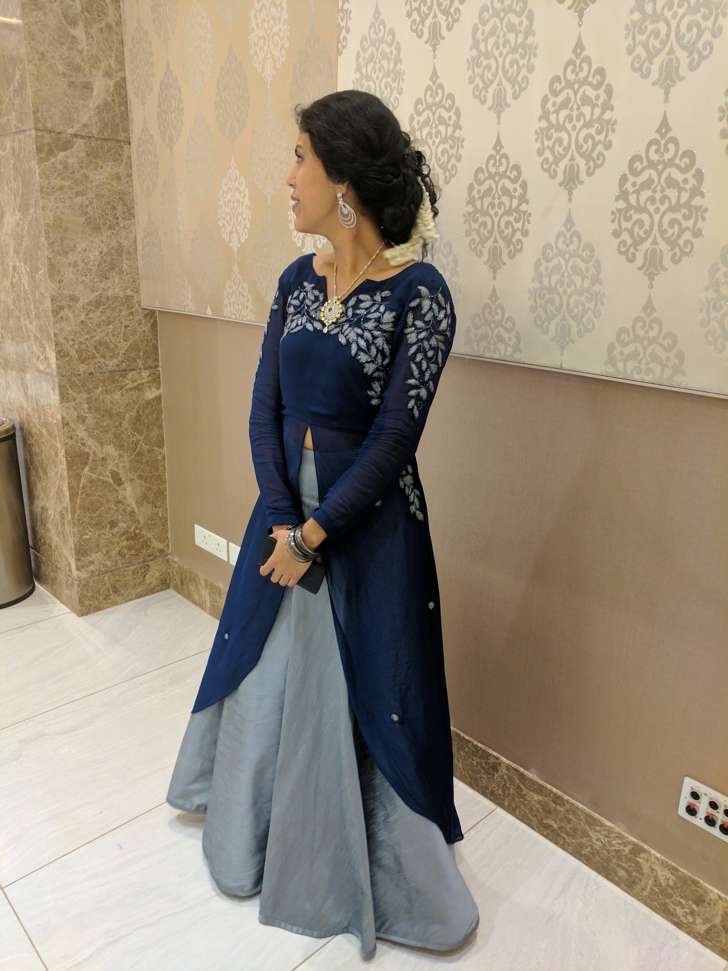Arne Indo-Western Gown in Blue
