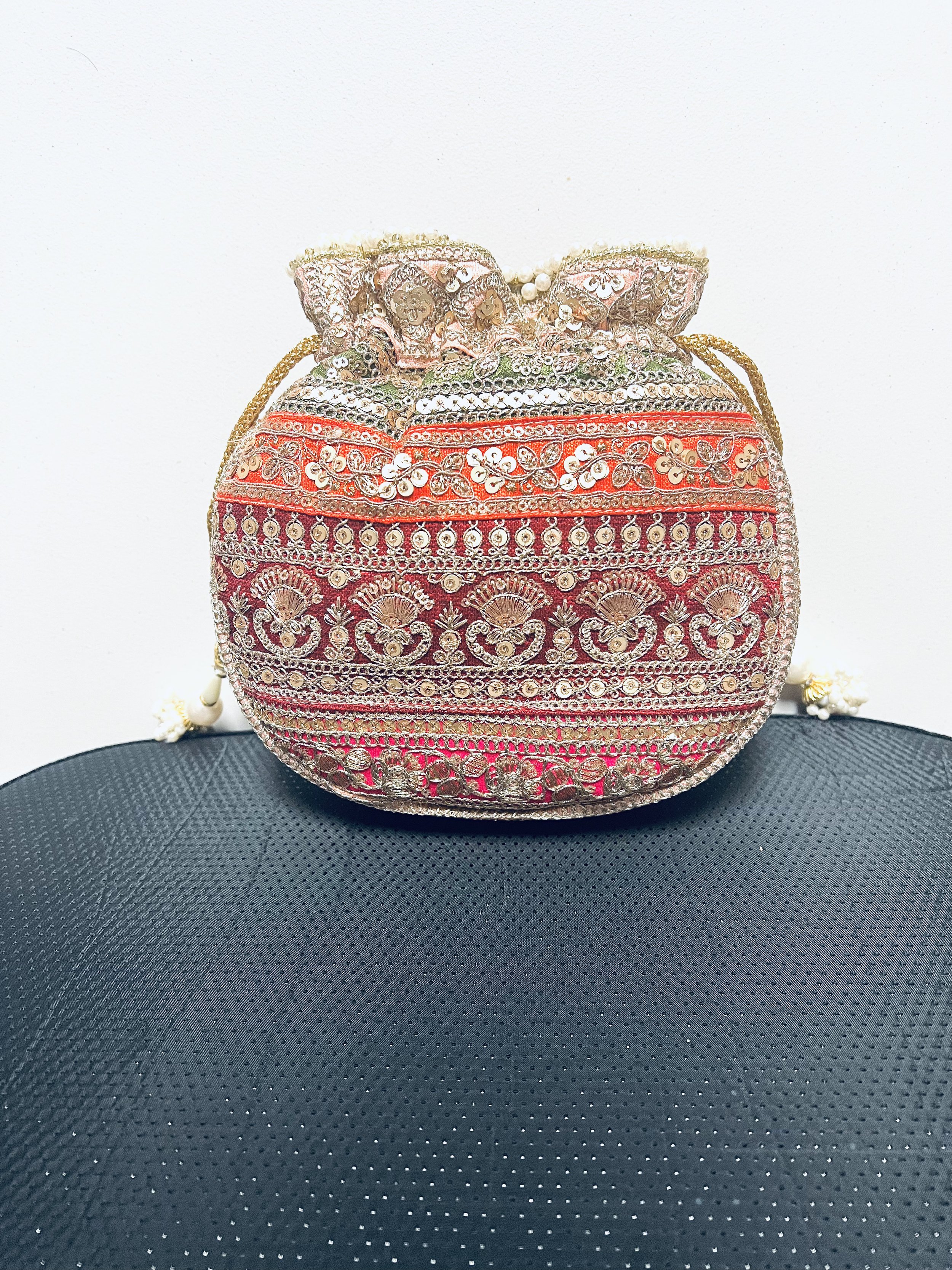 Hand Potli Bag Purse With Stones and Beads Handwork #HB29 – Zenia Creations