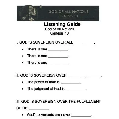 God of All Nations - Sermon Outline & Listening Guide (Genesis 10)