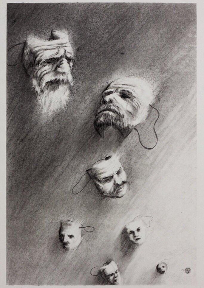 Growing - Pencil and charcoal illustration, A3, September 2020