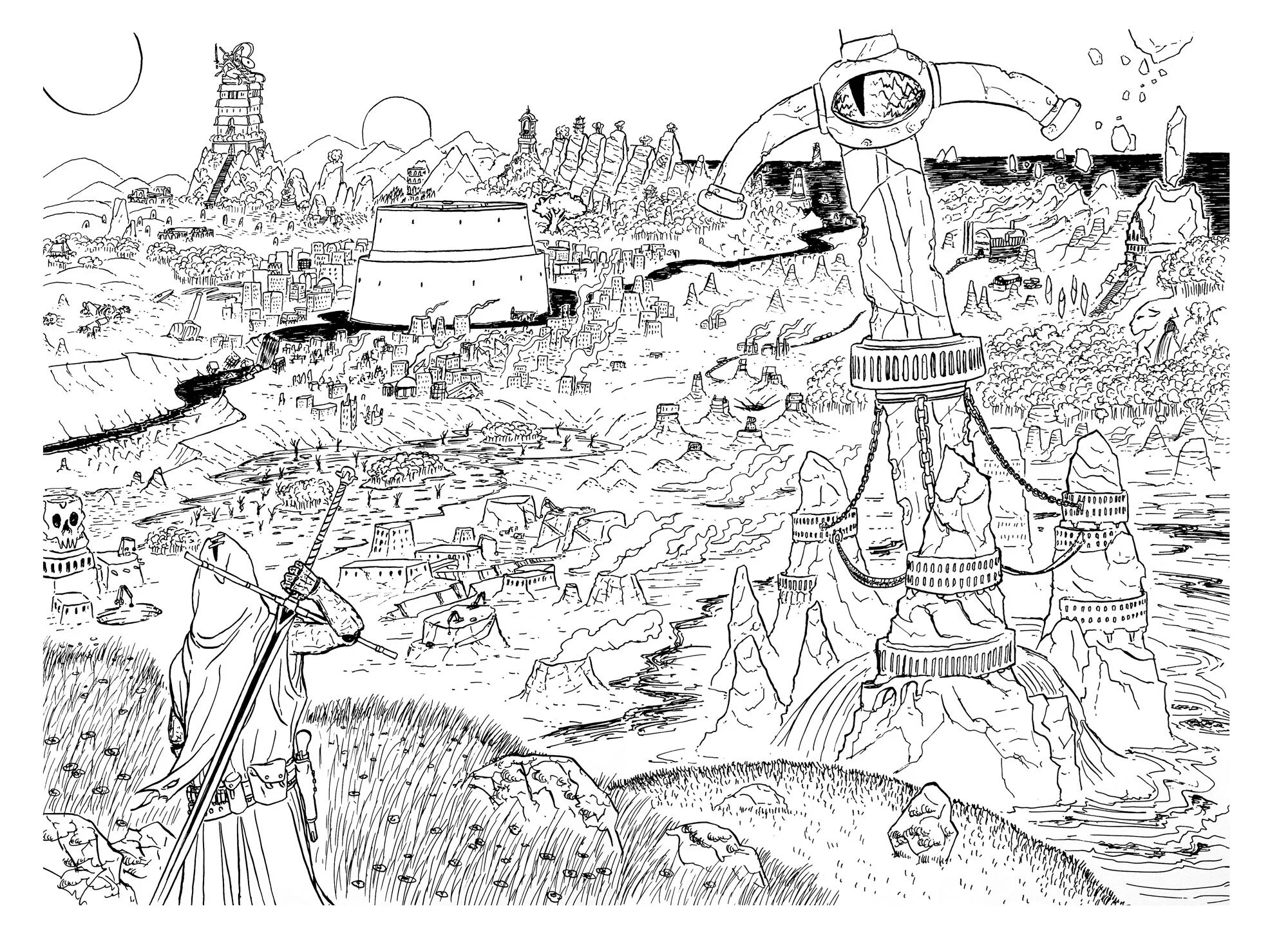 Pages 5&6, A2, indian ink, June 2021