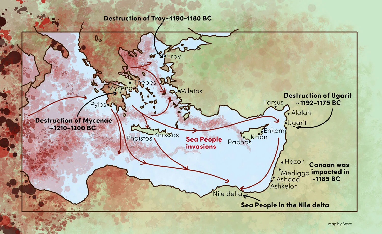 Map of the collapse of the bronze age.
