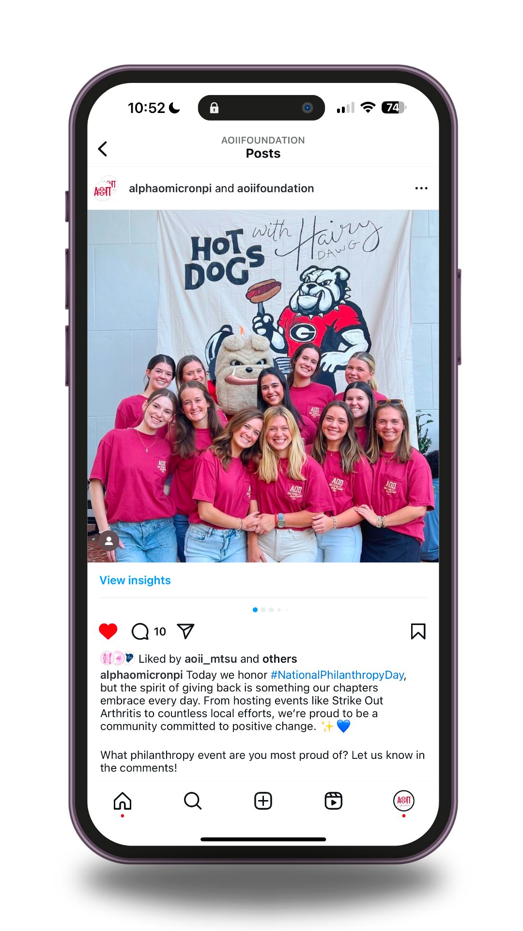 Copy written for collaboration with AOII Fraternity to honor National Philanthropy Day and reinforce the relationship between philanthropy and the AOII Foundation.