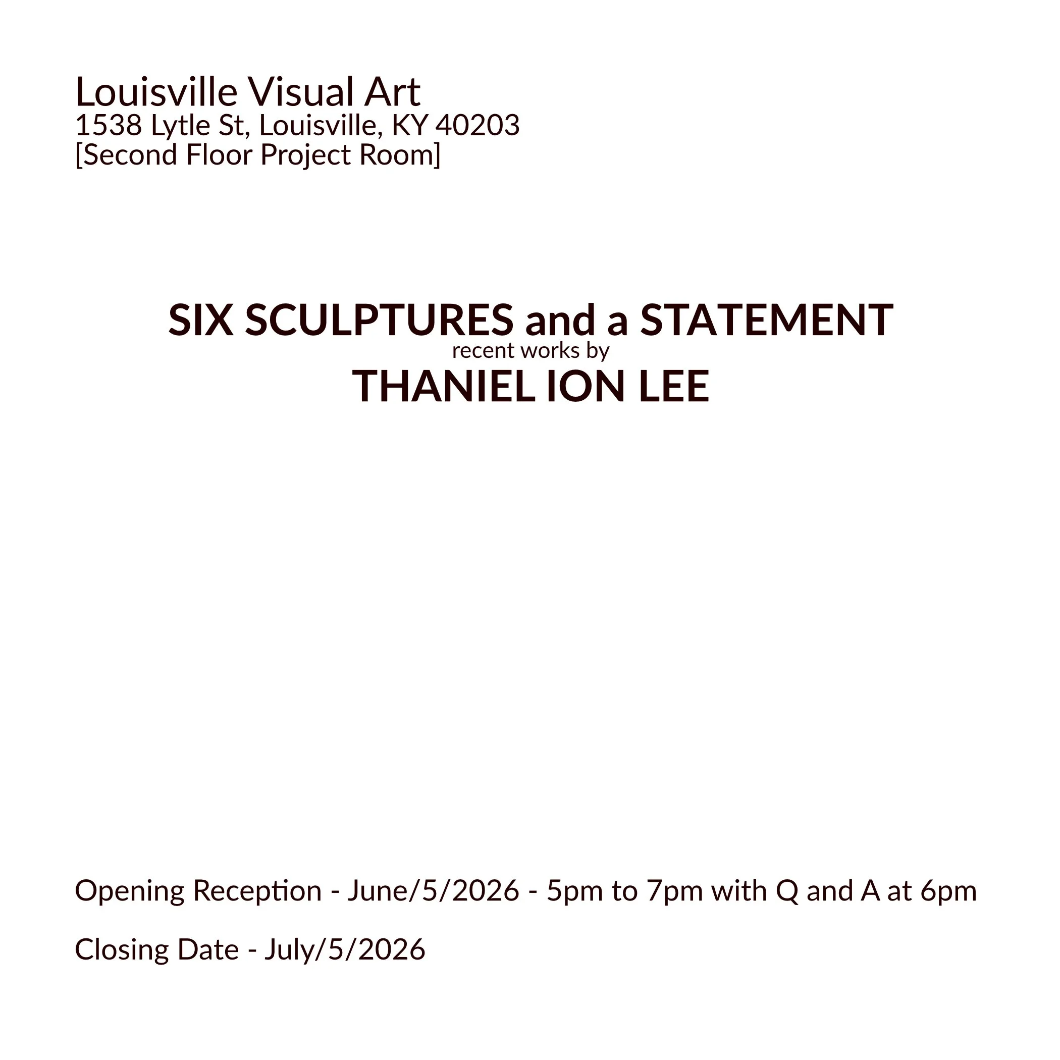 SIX SCULPTURES and a STATEMENT