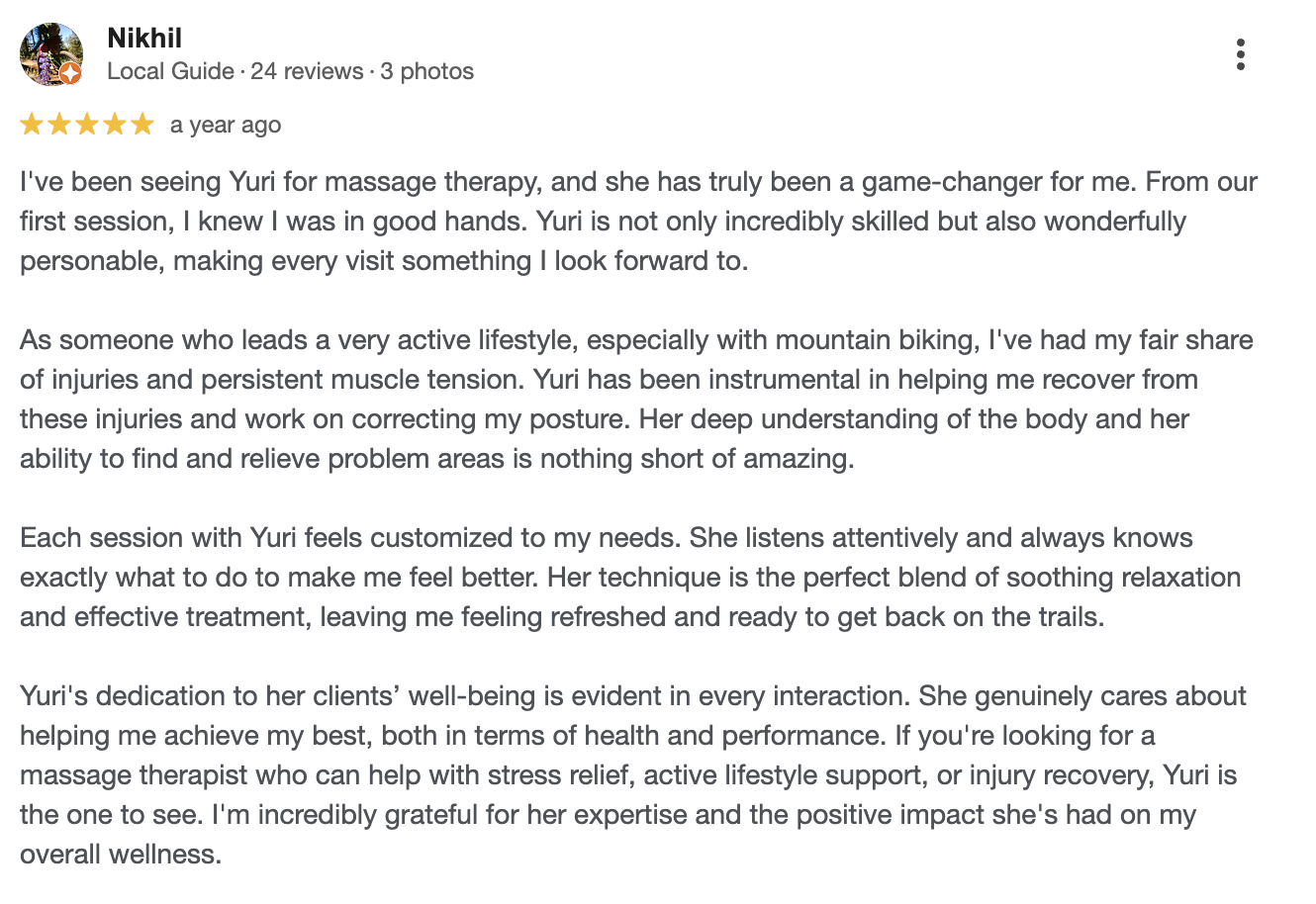 Oak Integrative - RMT Ad Landing Page - Google Review - Nikhil Local Guide (Yuri RMT).png