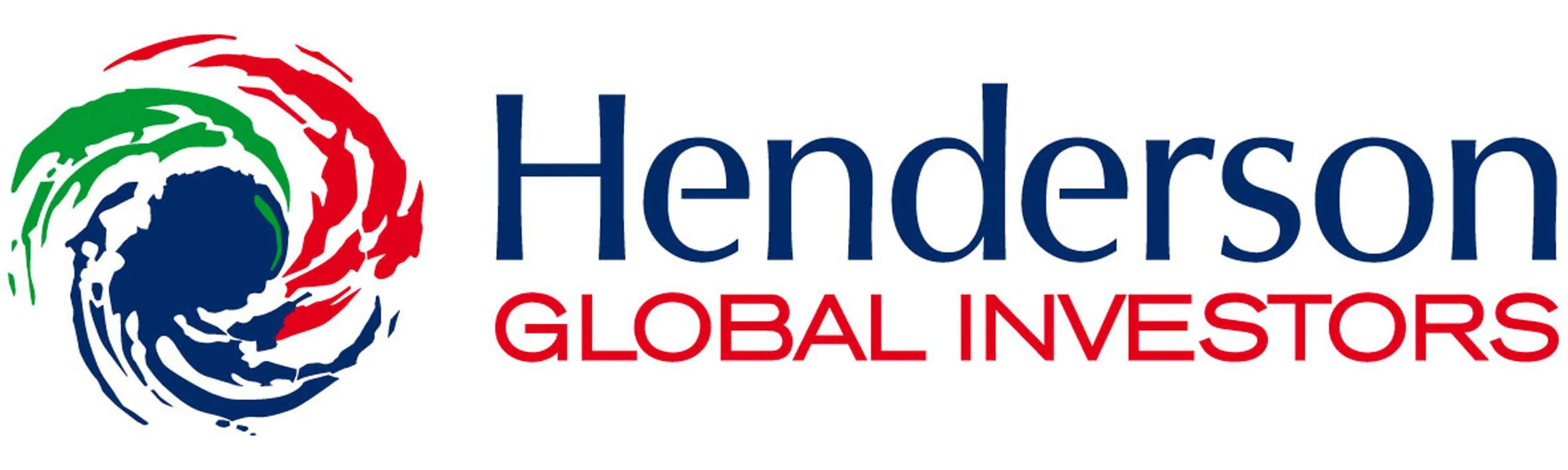 Logo for Henderson Global Investors with a stylized swirl of green, red, and blue and the company name in blue and red text.
