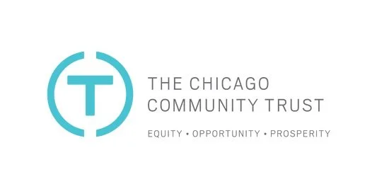 Logo of The Chicago Community Trust with a stylized 'T' inside a circle, and the words 'The Chicago Community Trust' along with the tagline 'Equity Opportunity Prosperity'.
