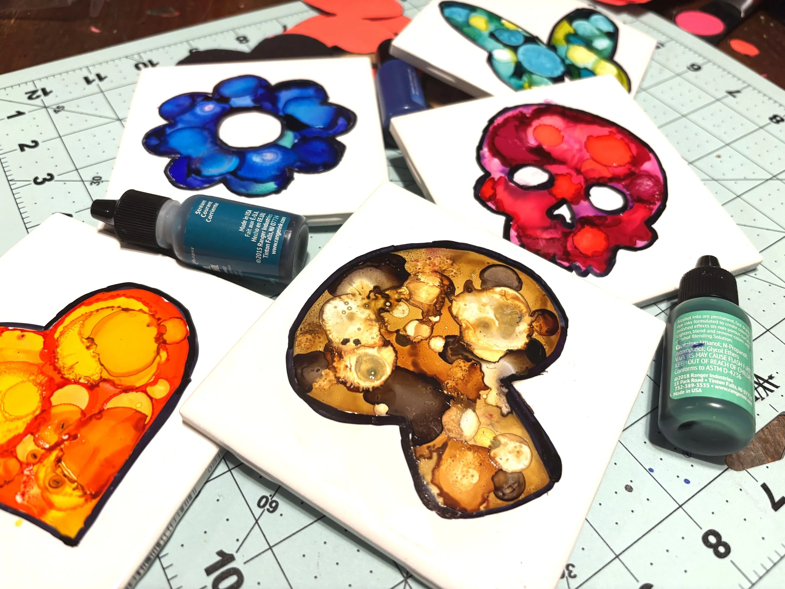 June Coaster Class (Alcohol-Ink Design)