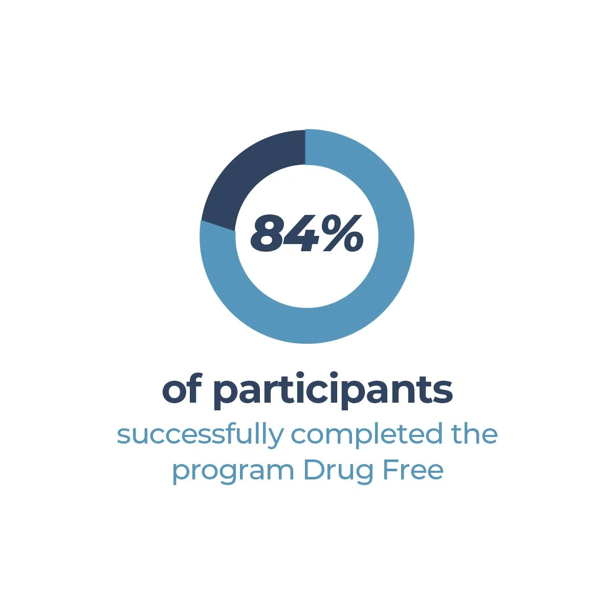 Statistic on the percentage of participants who successfully completed our program Drug Free.