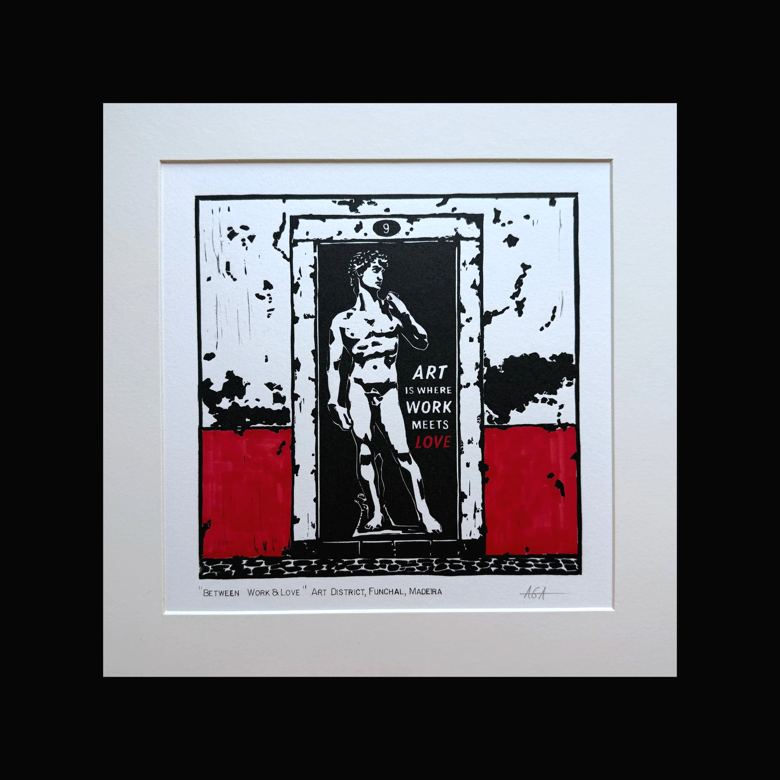 "BETWEEN WORK & LOVE", ART DISTRICT, FUNCHAL, MADEIRA, 30X30 CM (19,5X19,5), 100% COTTON, 250 gram
