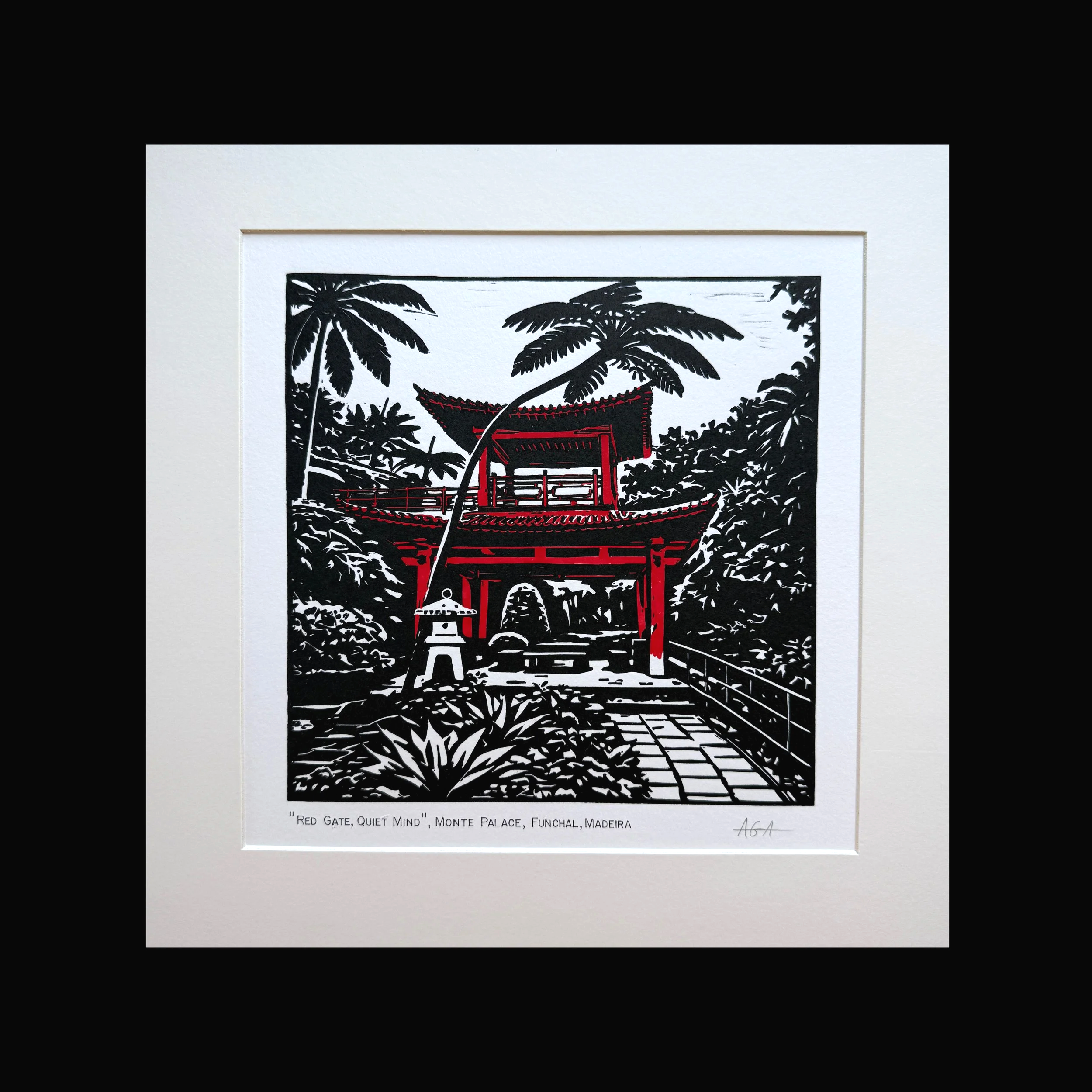 "RED GATE, QUIET MIND", MONTE PALACE, FUNCHAL, MADEIRA, 30X30 CM (19,5X19,5), 100% COTTON, 250 gram