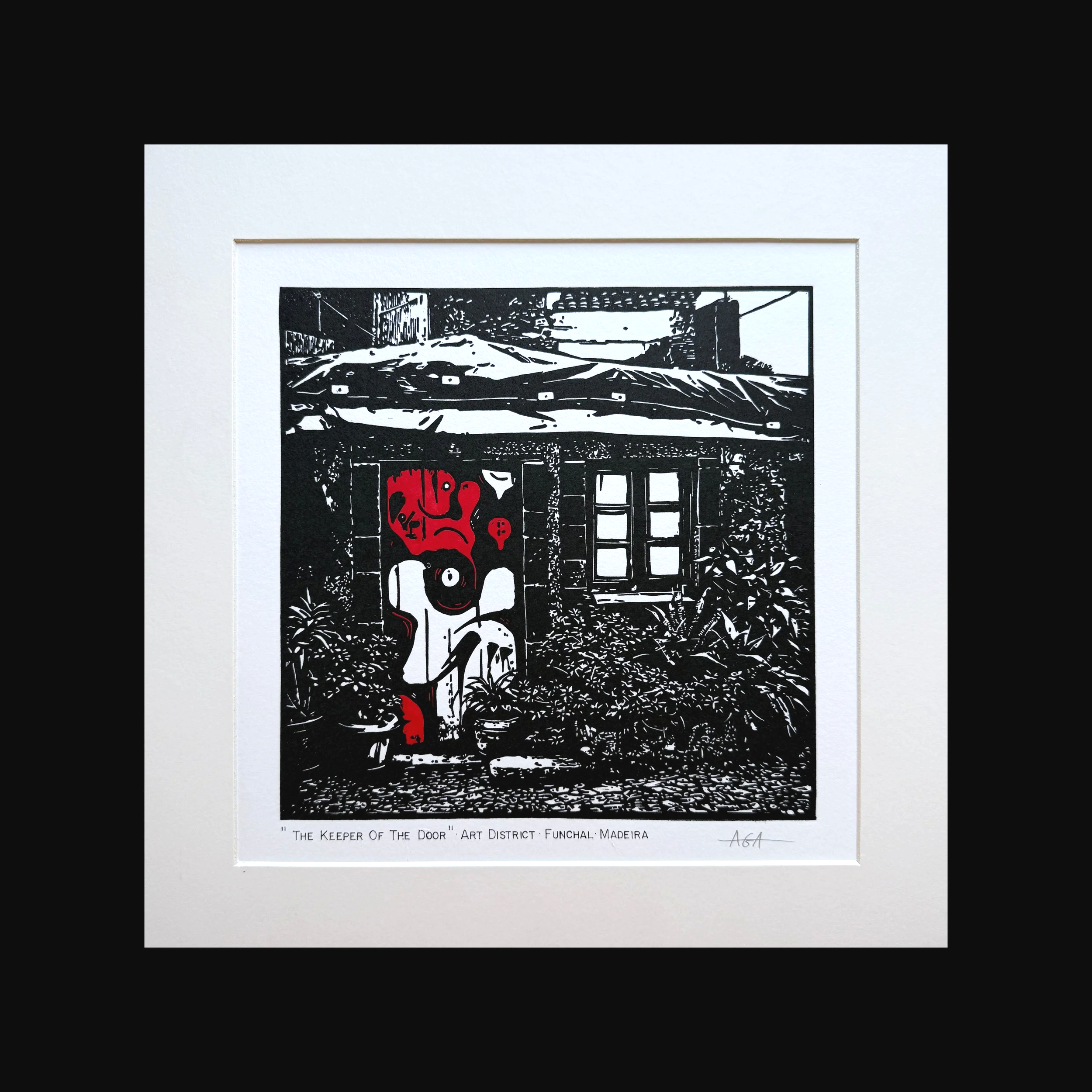 "THE KEEPER OF THE DOOR", ART DITRICT FUNCHAL, MADEIRA, 30X30 CM (19,5X19,5), 100% COTTON, 250 gram