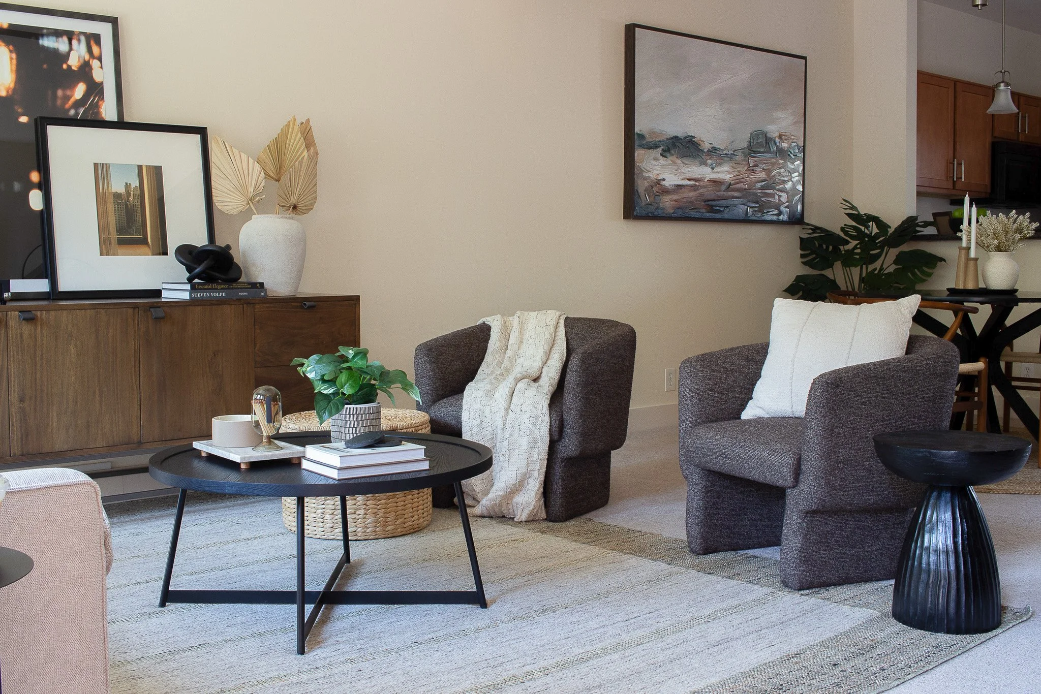After Photo of Staged Living Room Furniture Art and Styling