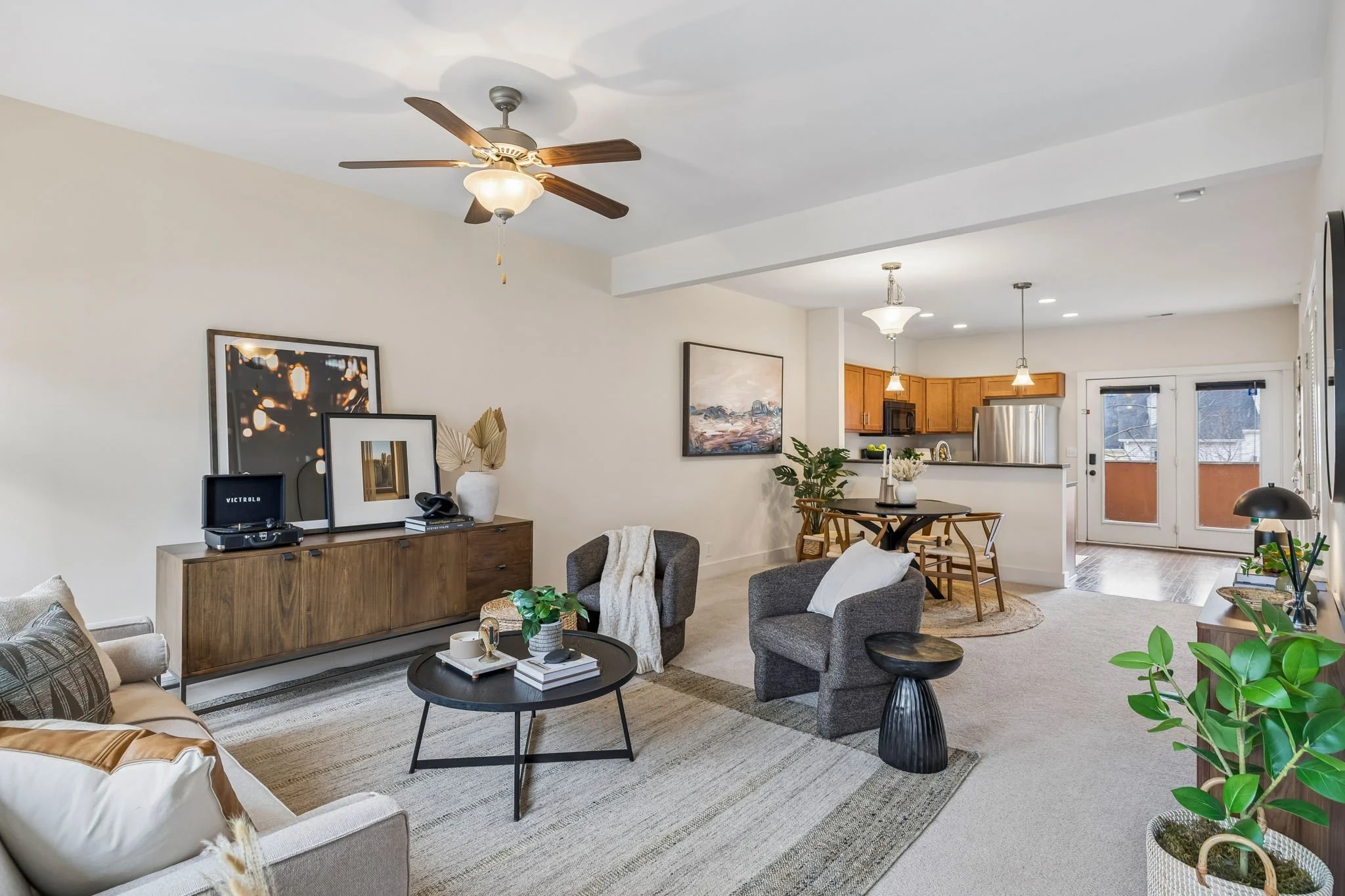 After Image of a Living and Dining Space Staged for Sale