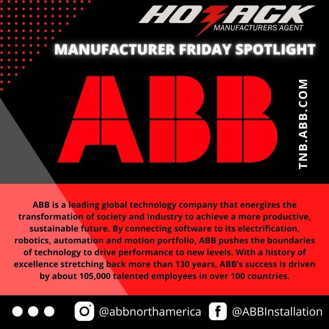 Hozack's Manufacturer Friday Spotlight! Introducing ABB!

ABB Values: &quot;Our values are the cornerstone of our culture. They shape everything we do, guide our behavior and interactions with our colleagues, customers, partners and society as a whol