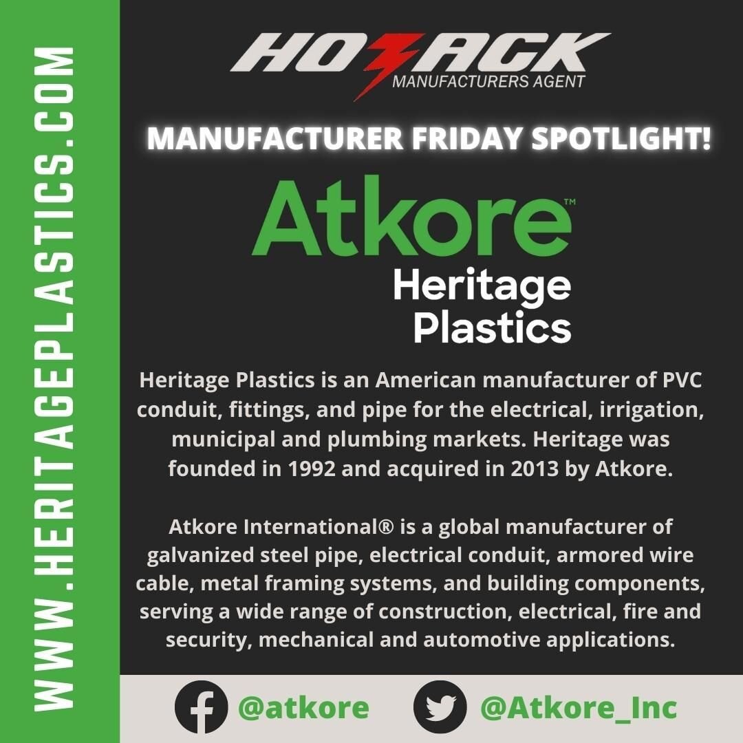 Hozack's Manufacturer Friday Spotlight! Introducing Atkore Heritage Plastics!

Atkore's Mission: To be the customer&rsquo;s first choice by providing unmatched quality, delivery and value based on sustainable excellence in strategy, people and proces