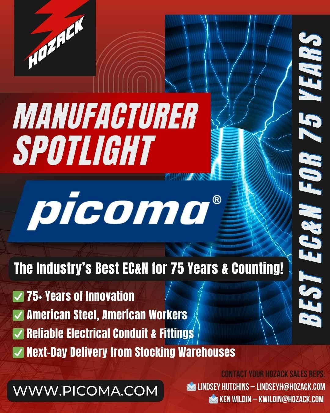 ⚡ February Manufacturer Spotlight: Picoma ⚡

For 75+ years, Picoma has been a leader in EC&amp;N (Electrical Conduit and Fittings), setting the standard for quality, customer service, and value. Since 1946, they&rsquo;ve been making electrical system