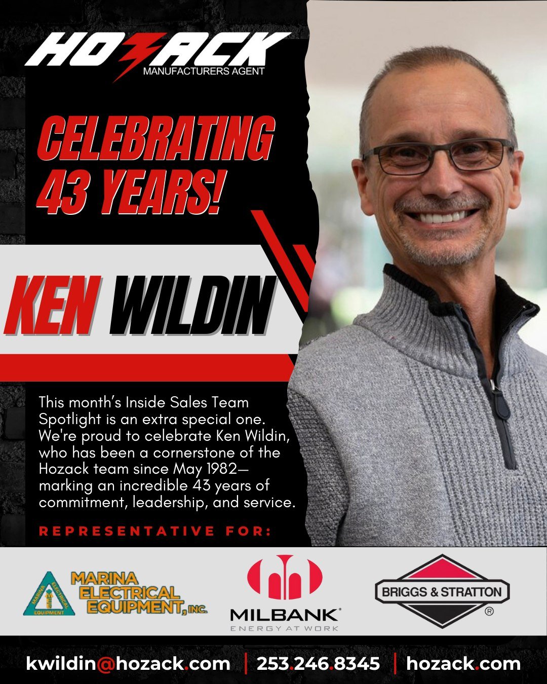 🎉 Inside Sales Spotlight: Ken Wildin 🎉
 Celebrating 43 Years at Hozack!

This month&rsquo;s Inside Sales Team Spotlight is an extra special one. We're proud to celebrate Ken Wildin, who has been a cornerstone of the Hozack team since May 1982&mdash