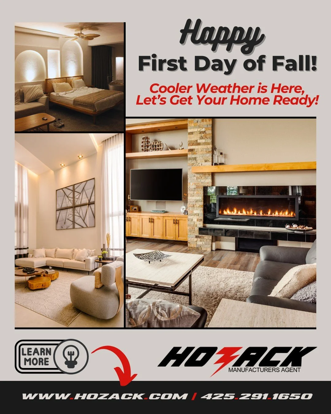 🍂 Happy First Day of Fall from Hozack! 🍂

The days are getting shorter and the temperatures are cooling down.  Now&rsquo;s the perfect time to get your home ready for the season ahead. From lighting that brightens up cozy evenings to electrical sol