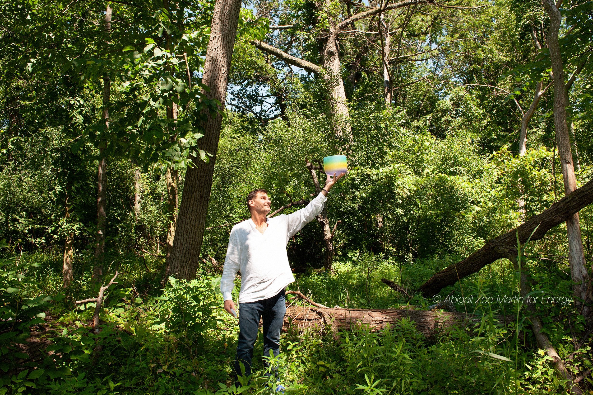 Peter Canellis, Certified Energy Sound Frequency Therapy Practitioner, Angelic Energy Healer, Pranic Energy Healer and Audio Producer. Photographed at his home in Chicago. 12x18 - $300
