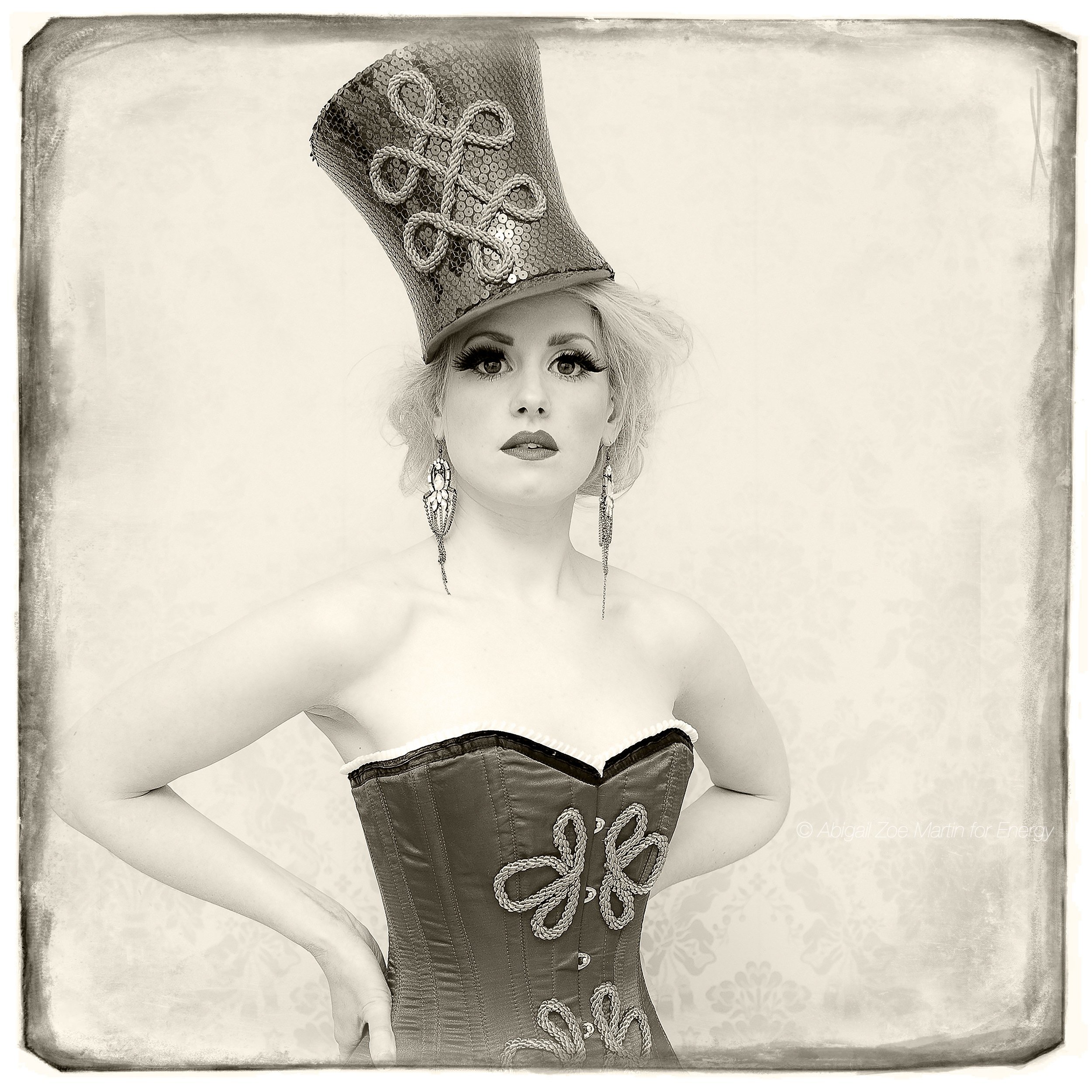 April top hat black and white - 16x16 - $300