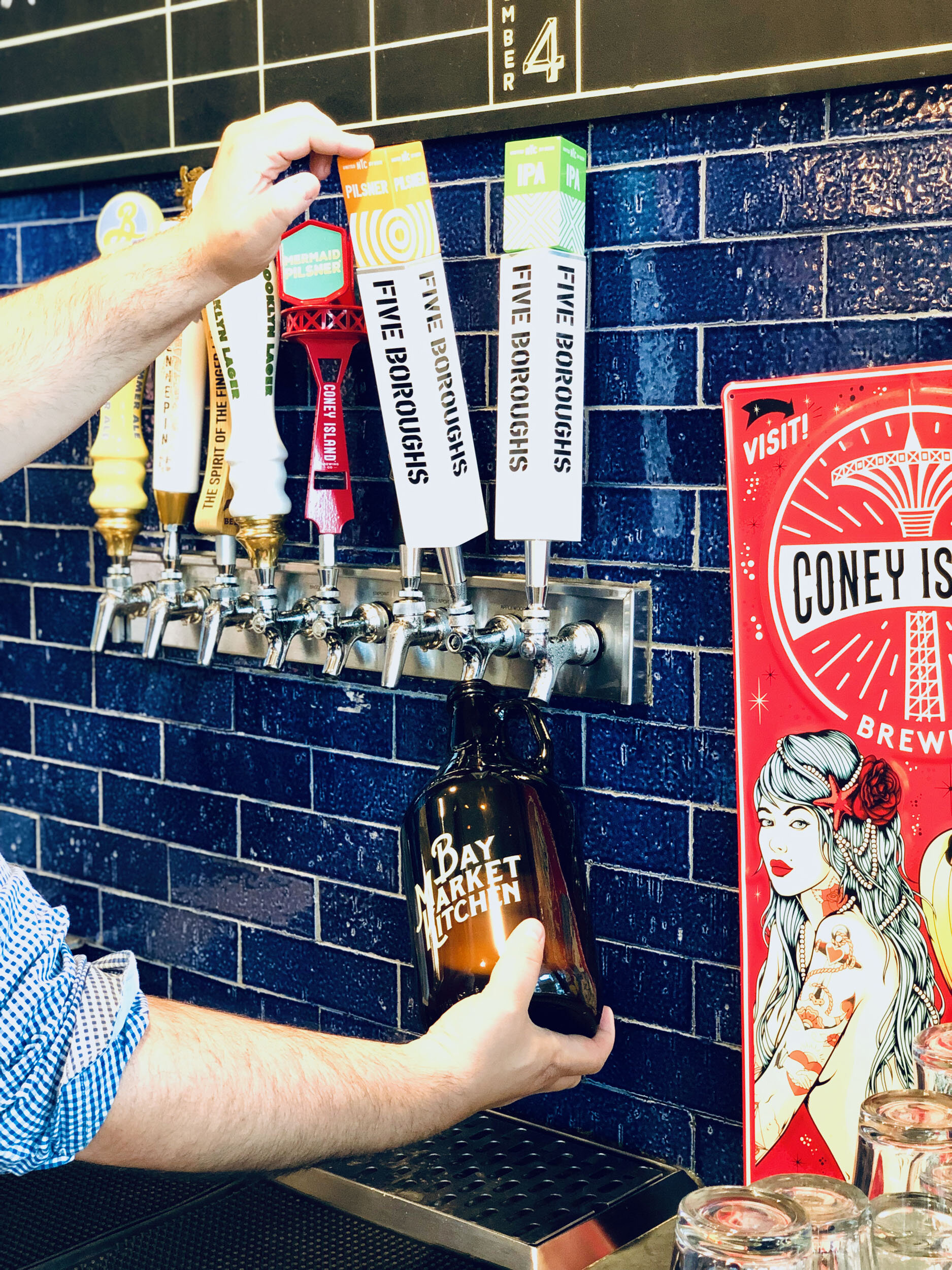 A Five Boroughs Brooklyn NY Pilsner growler pour!