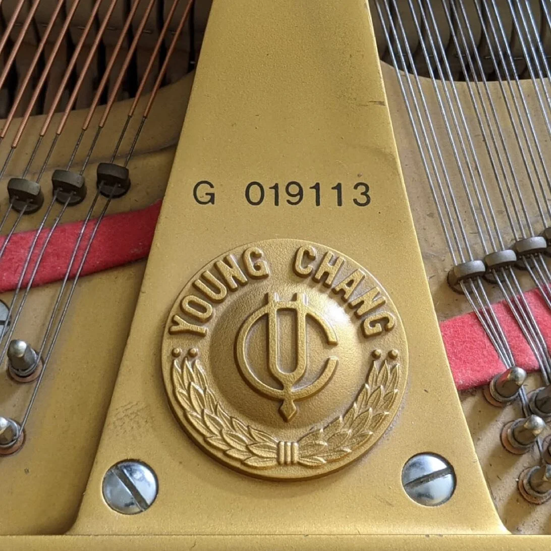 Stunning logo detail of a beautiful Young Chang that has found its forever home in Markham.
#babygrandpianosforsale #youngchang #youngchangpiano