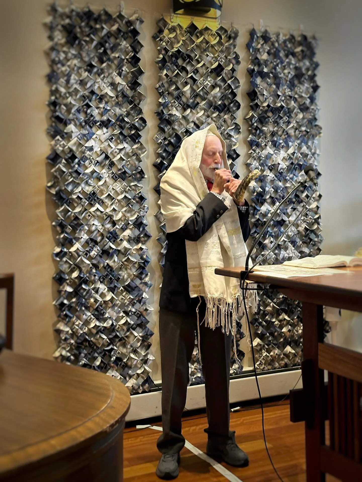 There are moments when the why I make my art&hellip; the what I make&hellip;and the where I show and share it all come together.

My piece: &lsquo;Prayer is the Courage to Hope&rsquo; frames the bimah in this year&rsquo;s high holiday services. Stand