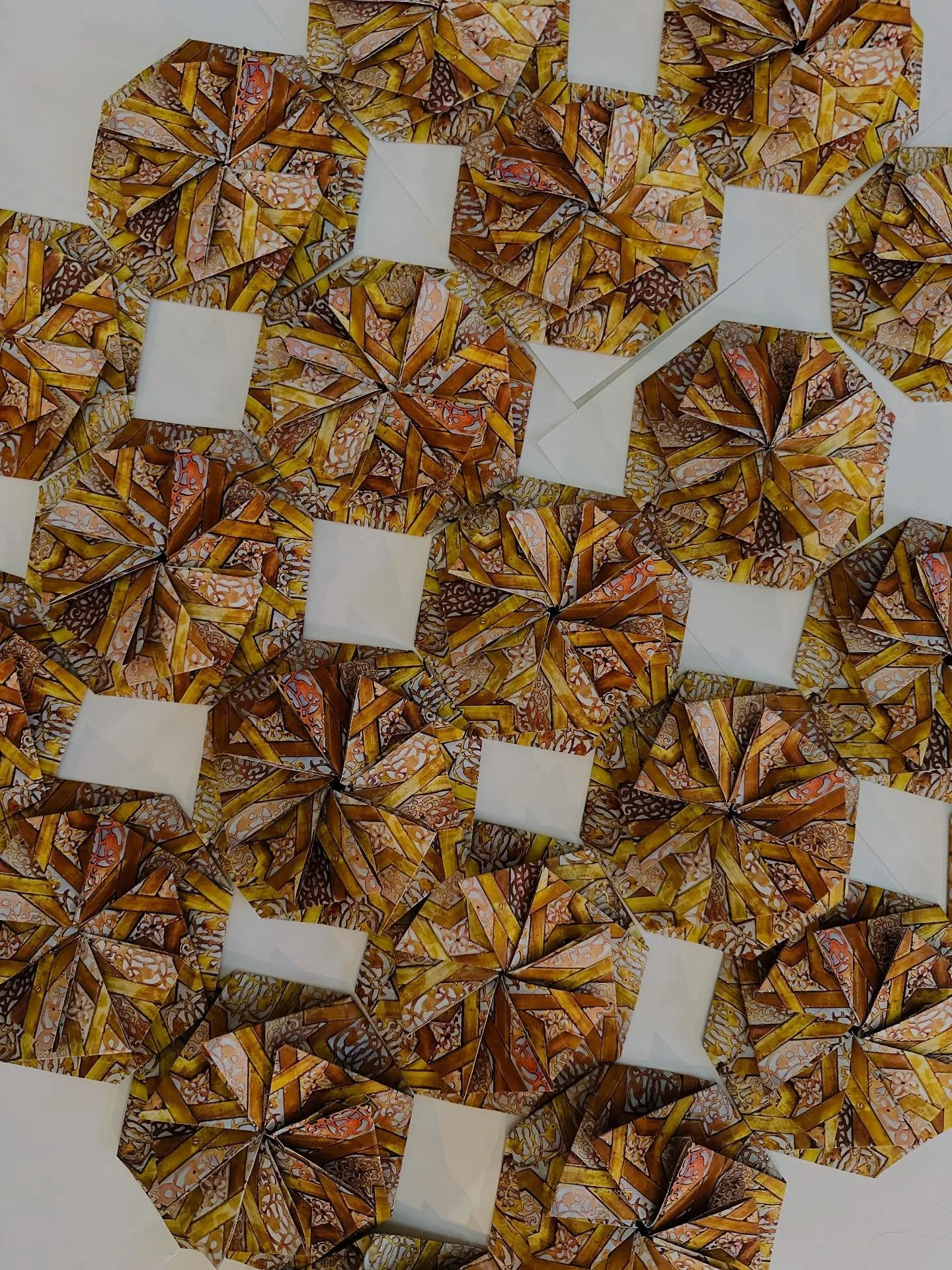 Abundance.
Somehow - it&rsquo;s what I think of when I lay these re-imagined gold tiles out on the table.
Debating whether to stick with an all-gold palette? Or do I include tiles of a different color?
And gratitude.
For the endless gift of creating 