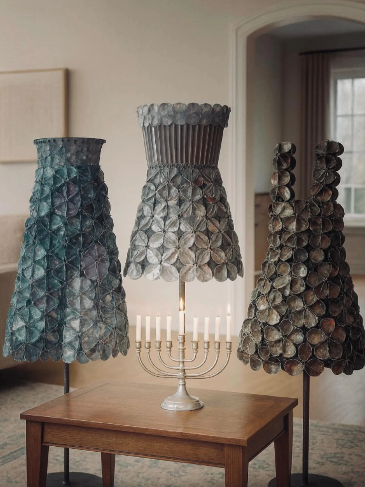 Celebrating this first night by honoring and welcoming the light with my Shvesters project. These three paper sculptures are my way of sharing the story of my mother and her two sisters who survived the Holocaust due only to the kindness of strangers